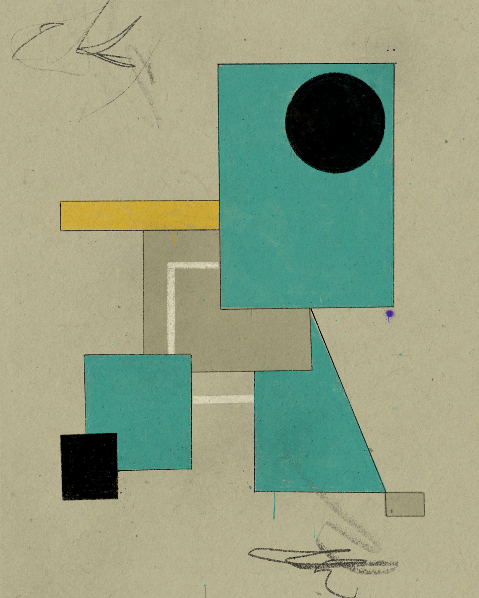 Abstract Composition with Yellow