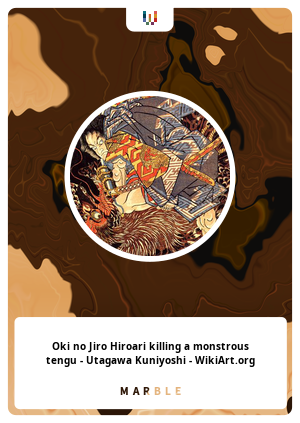 Oki no Jiro Hiroari killing a monstrous tengu - Utagawa Kuniyoshi - WikiArt.org
