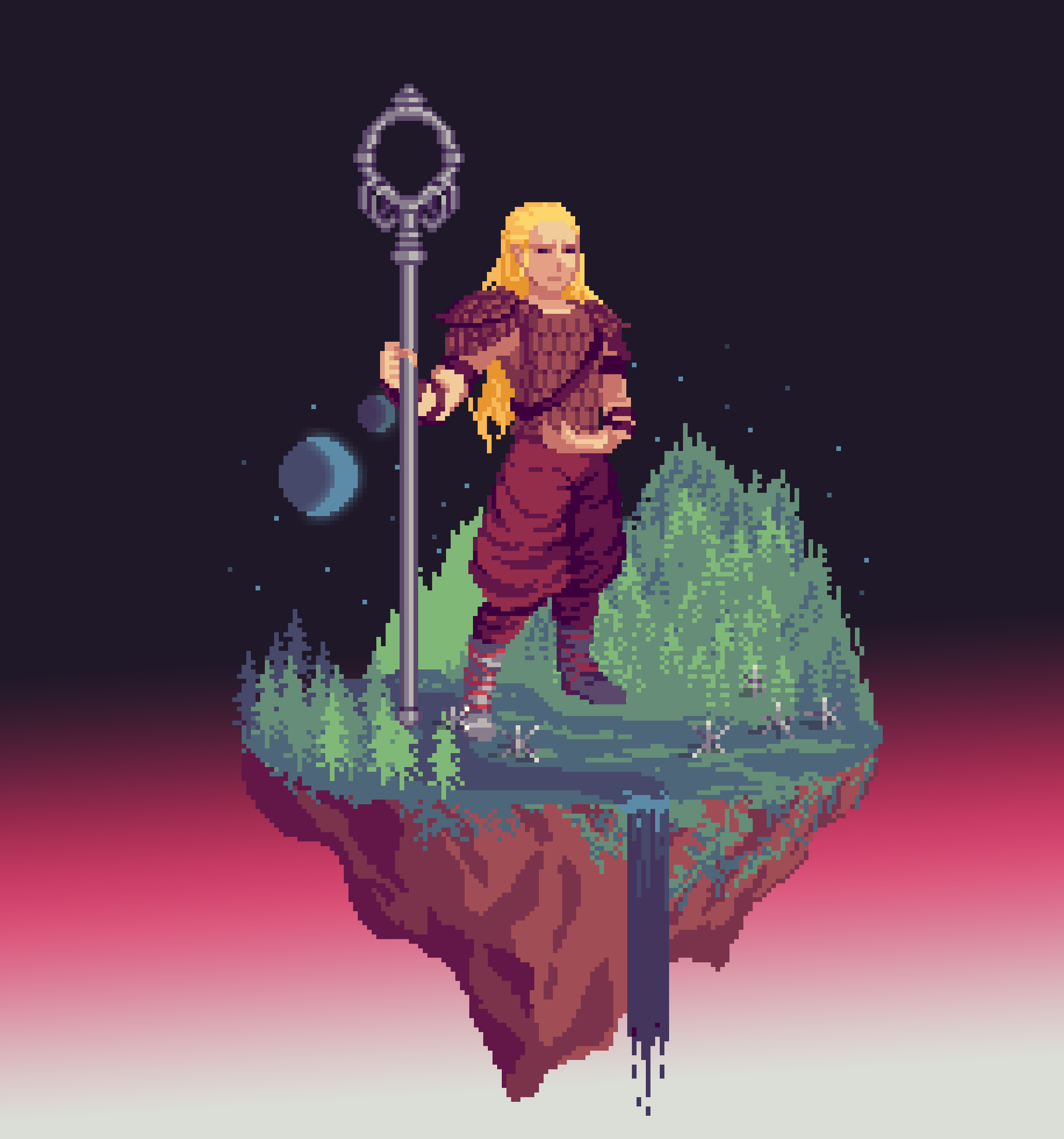 Sanddune Human Longstaff Monk Weaver of The Forest + Caltrops