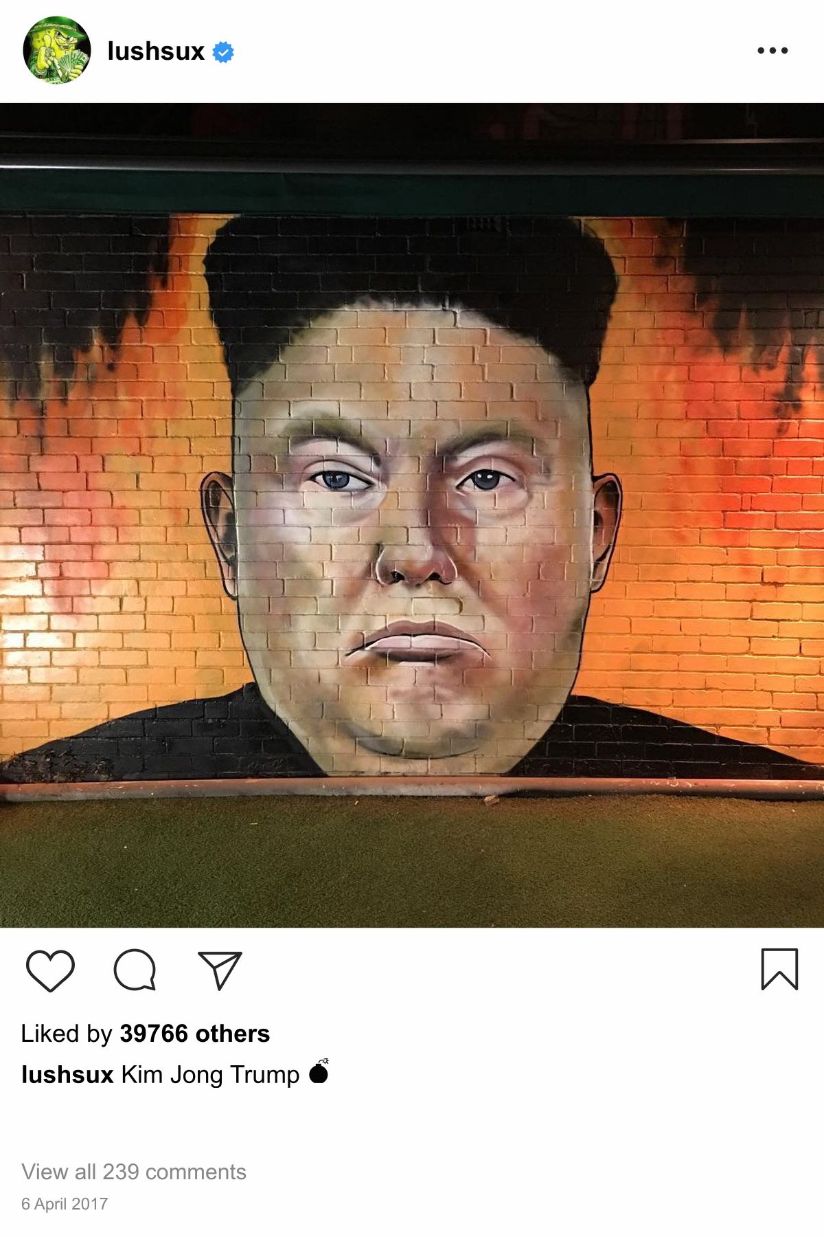 Lushsux #2630 - Mural Kim Jong-Un Donald Trump