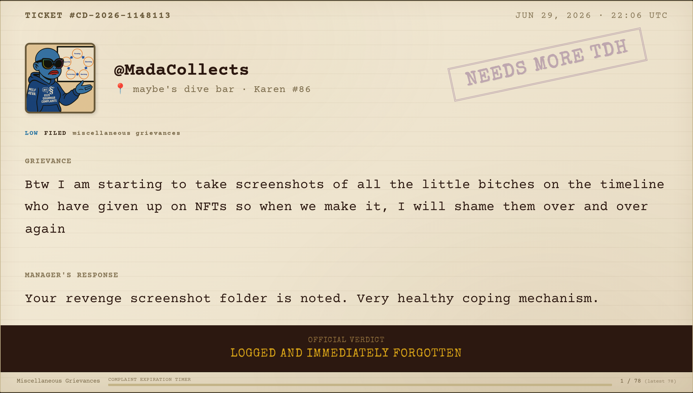 Complaint #122