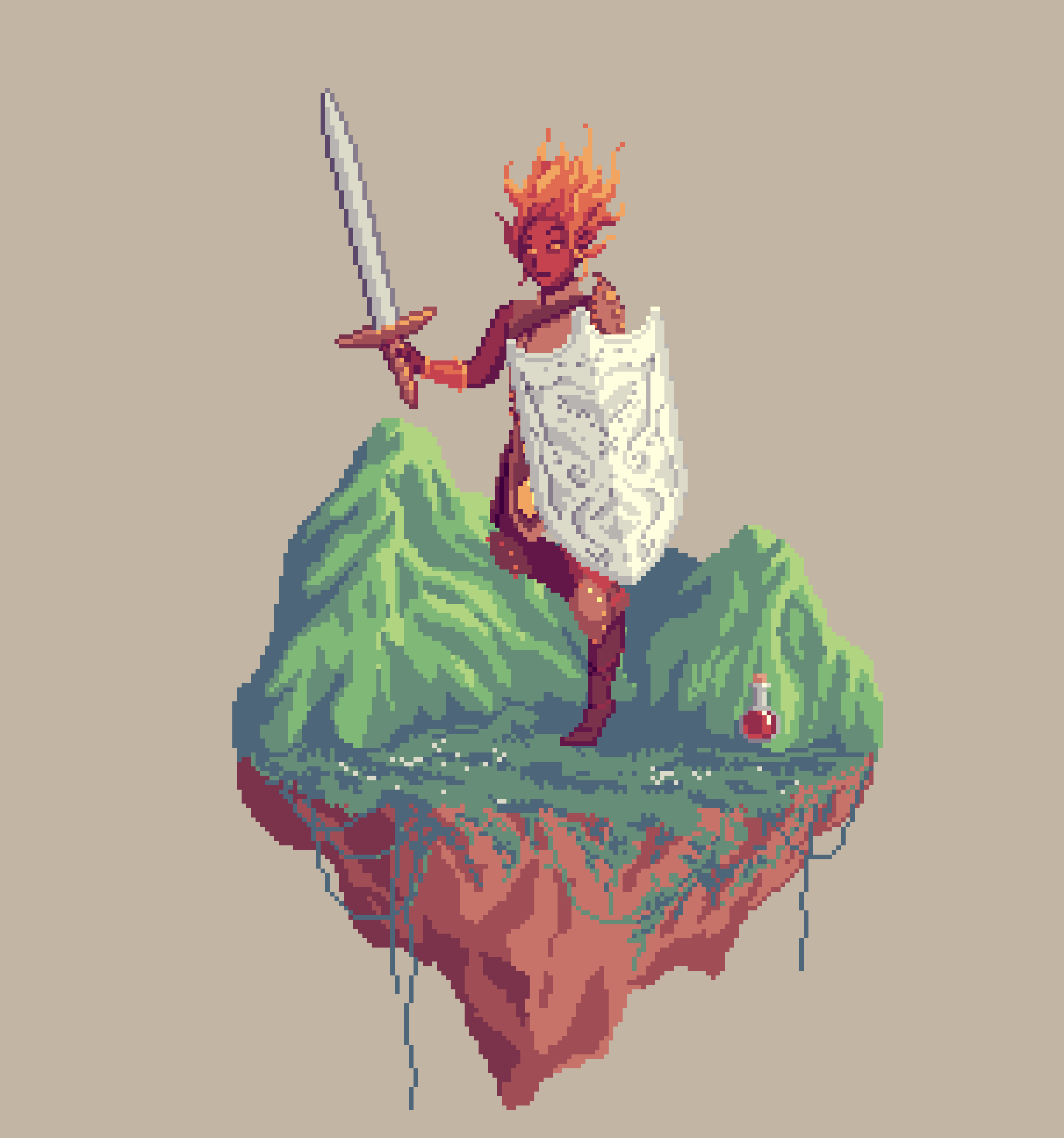 Ember Elemental Pearlshield Paladin from The Mountains + Potion