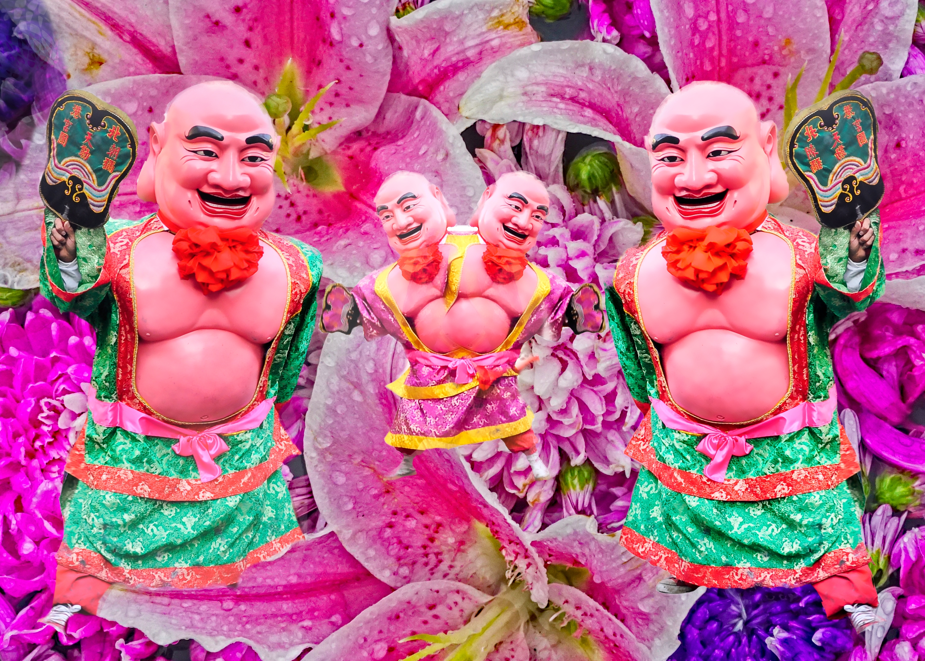 The 'Laughing Buddha' dancing in flowers - Chinese Deities 8