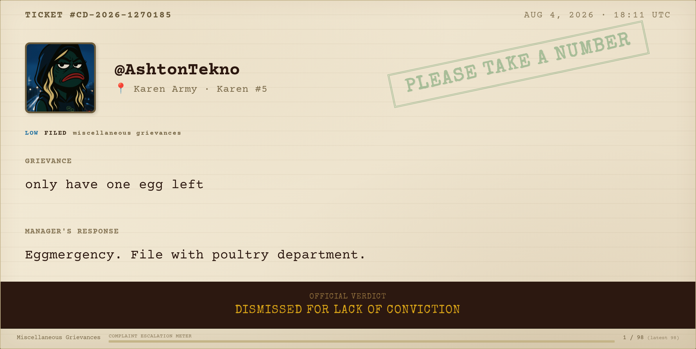 Complaint #274