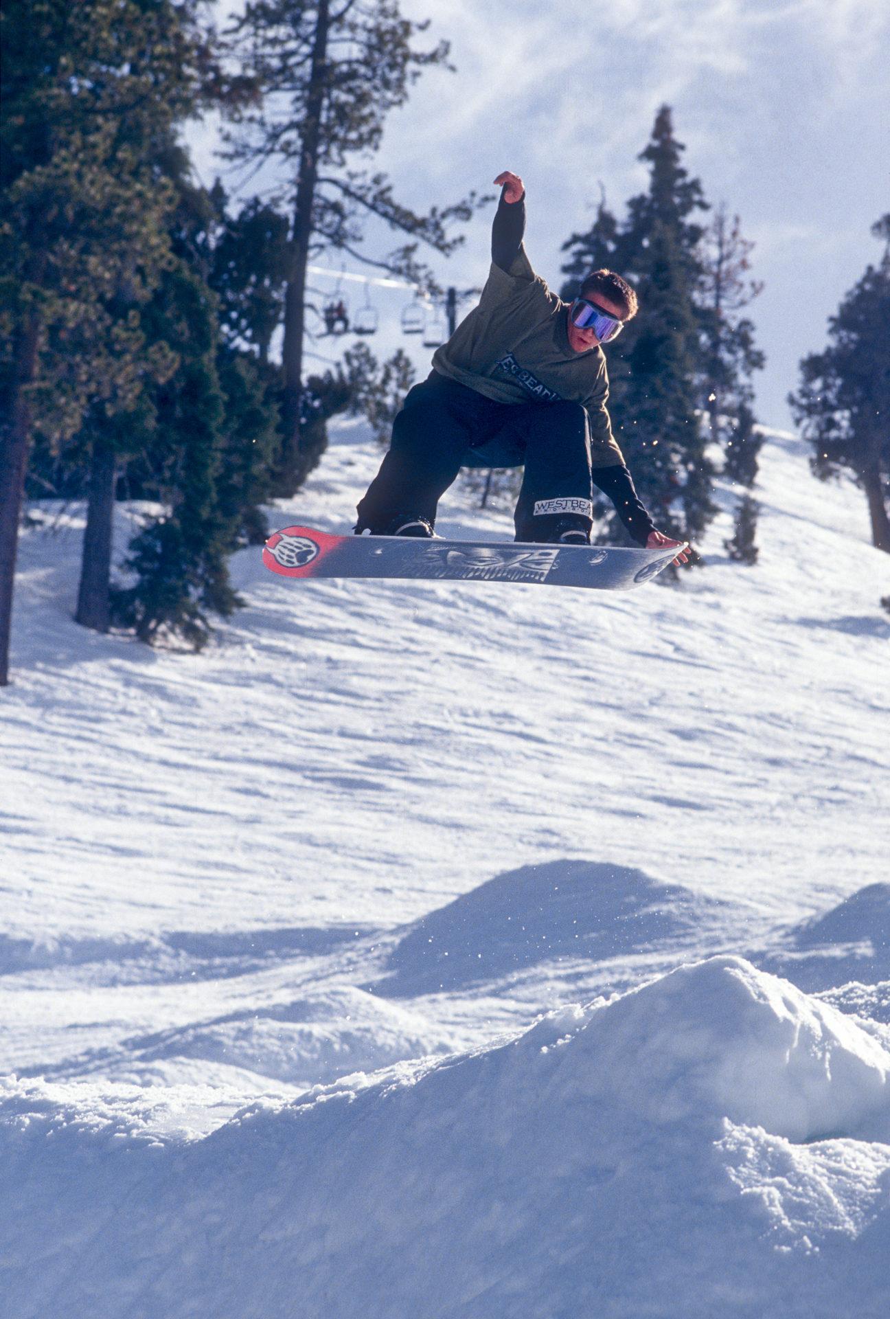 Devun Walsh photo. Switch tailgrab at Bear Mountain, 1993