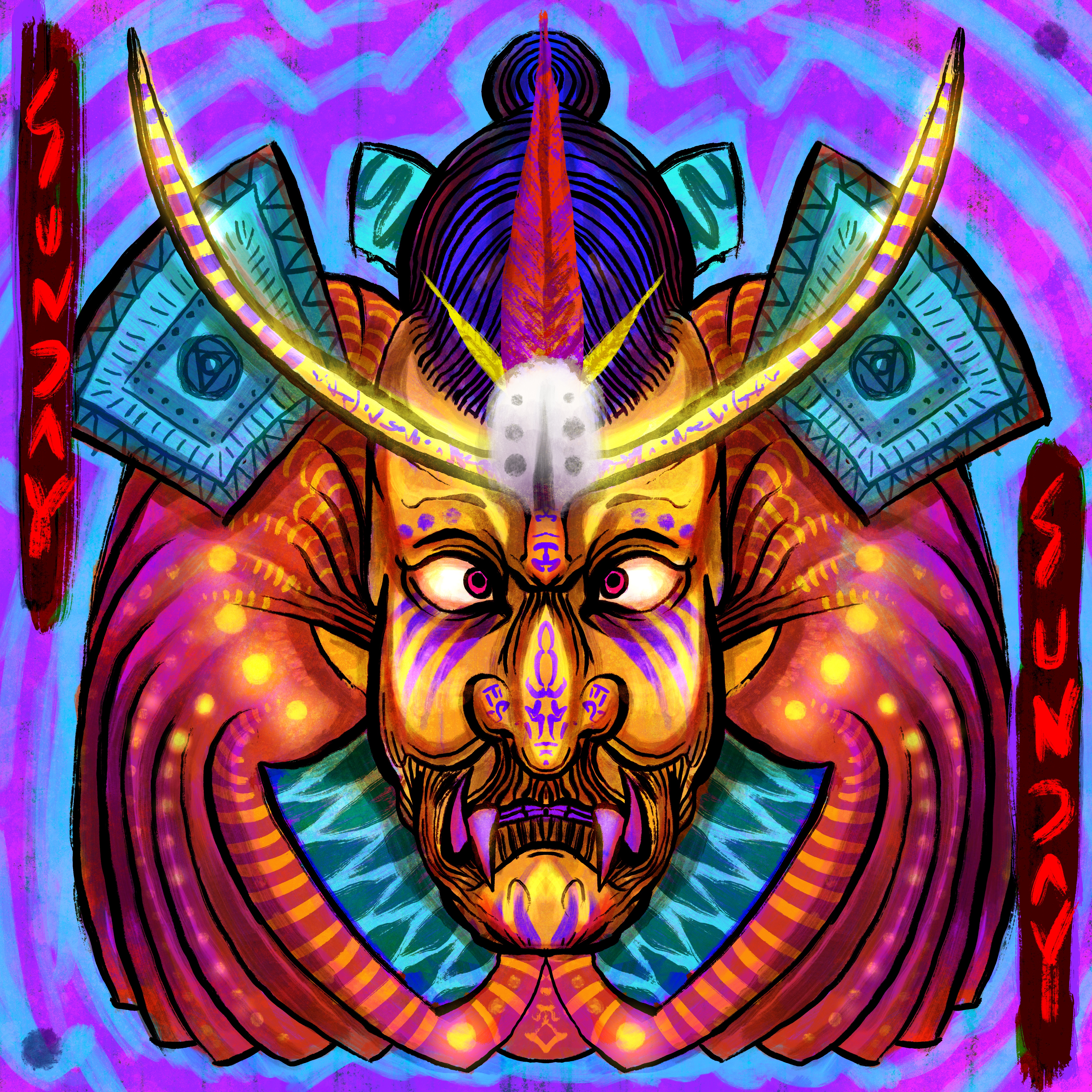 Neon Kabuki Mask