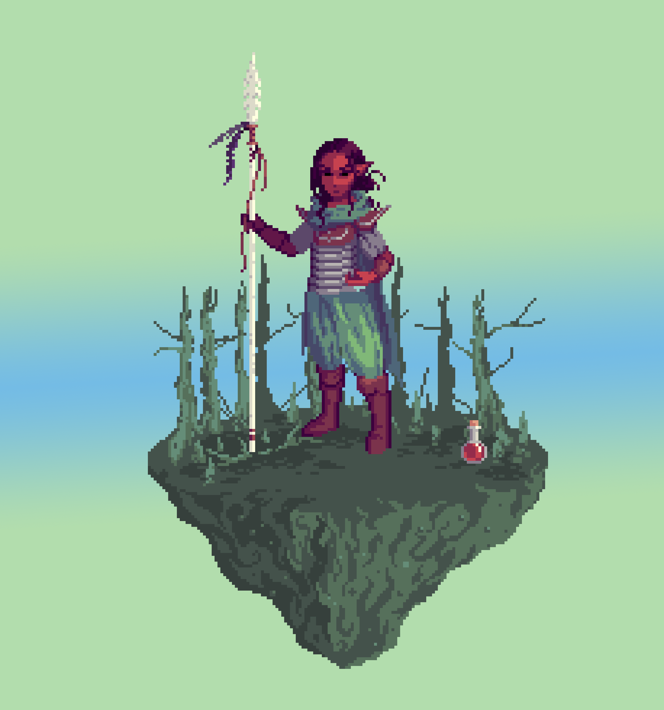 Sanddune Half-Elf Shaman Barbarian Fane of The Swamp + Potion