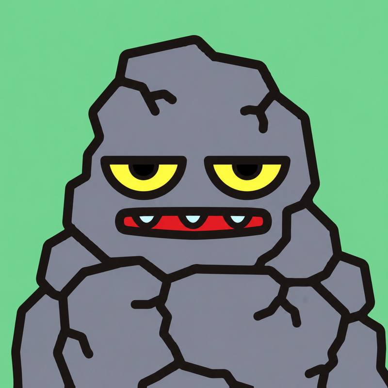 Sleepy Stone Golem on Green Backdrop #9639