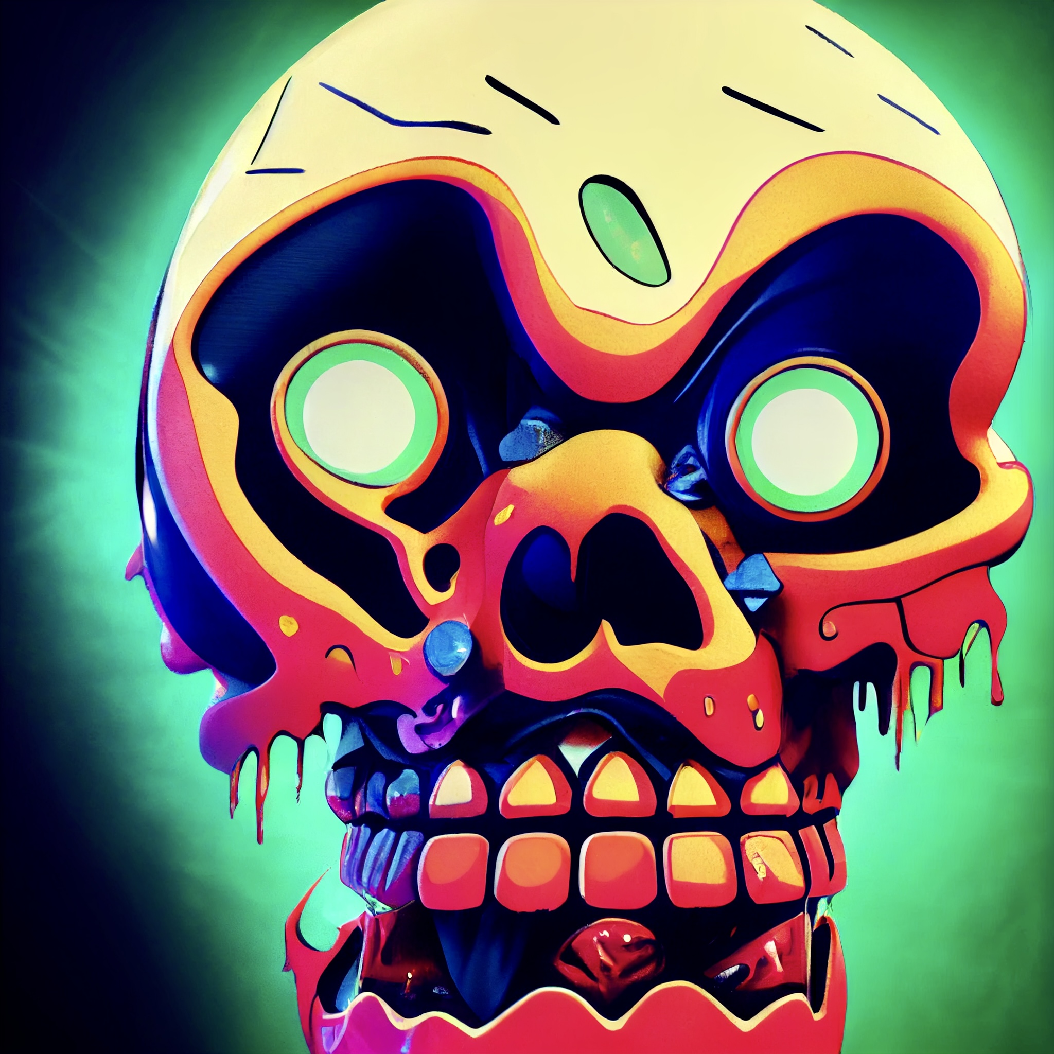 Orange Zombie Skull