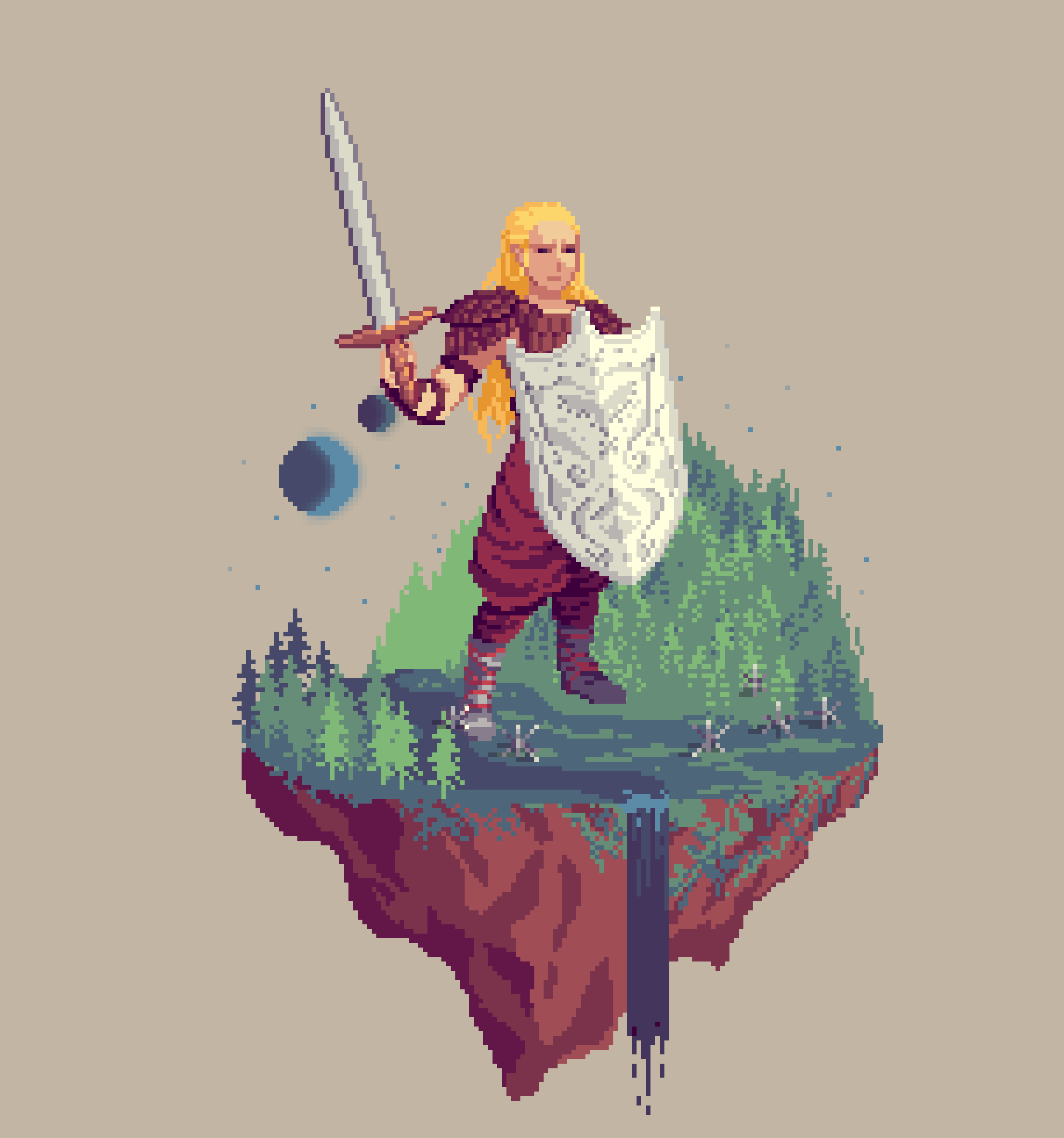 Sanddune Human Pearlshield Paladin from The Forest + Caltrops