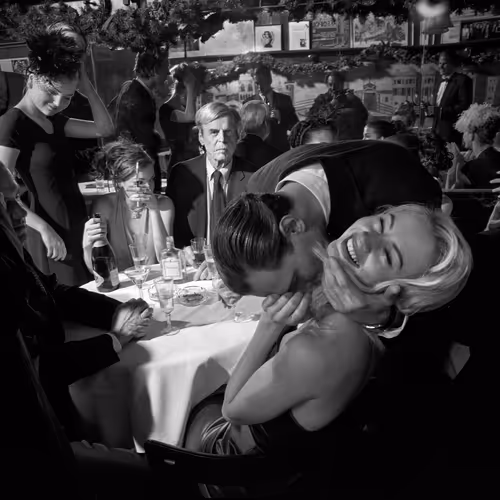 George Plimpton, Jared Paul Stern, and Cameron Richardson, Elaine's, NYC,, January, 1999