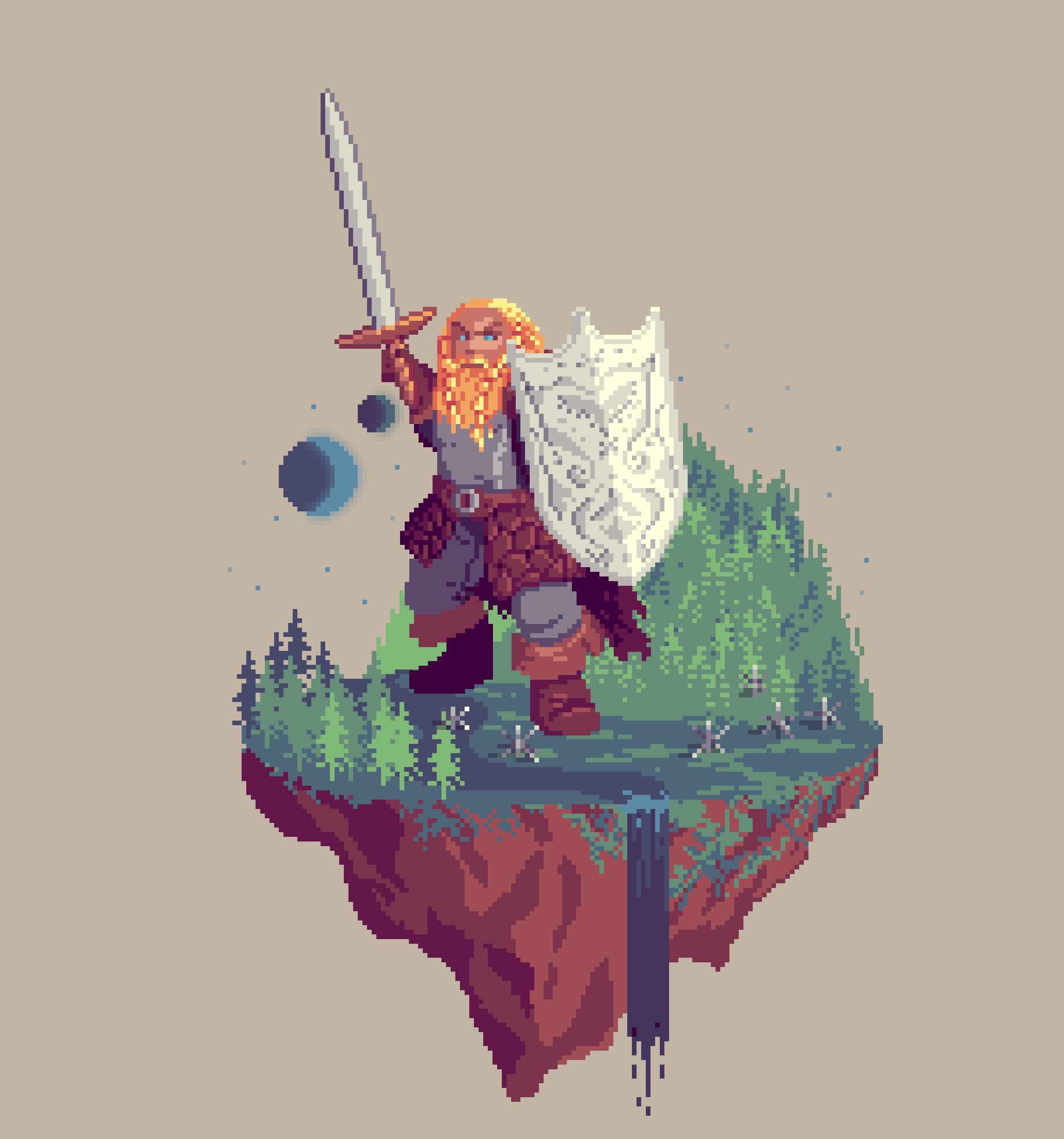 Gold Dwarf Pearlshield Paladin from The Forest + Caltrops