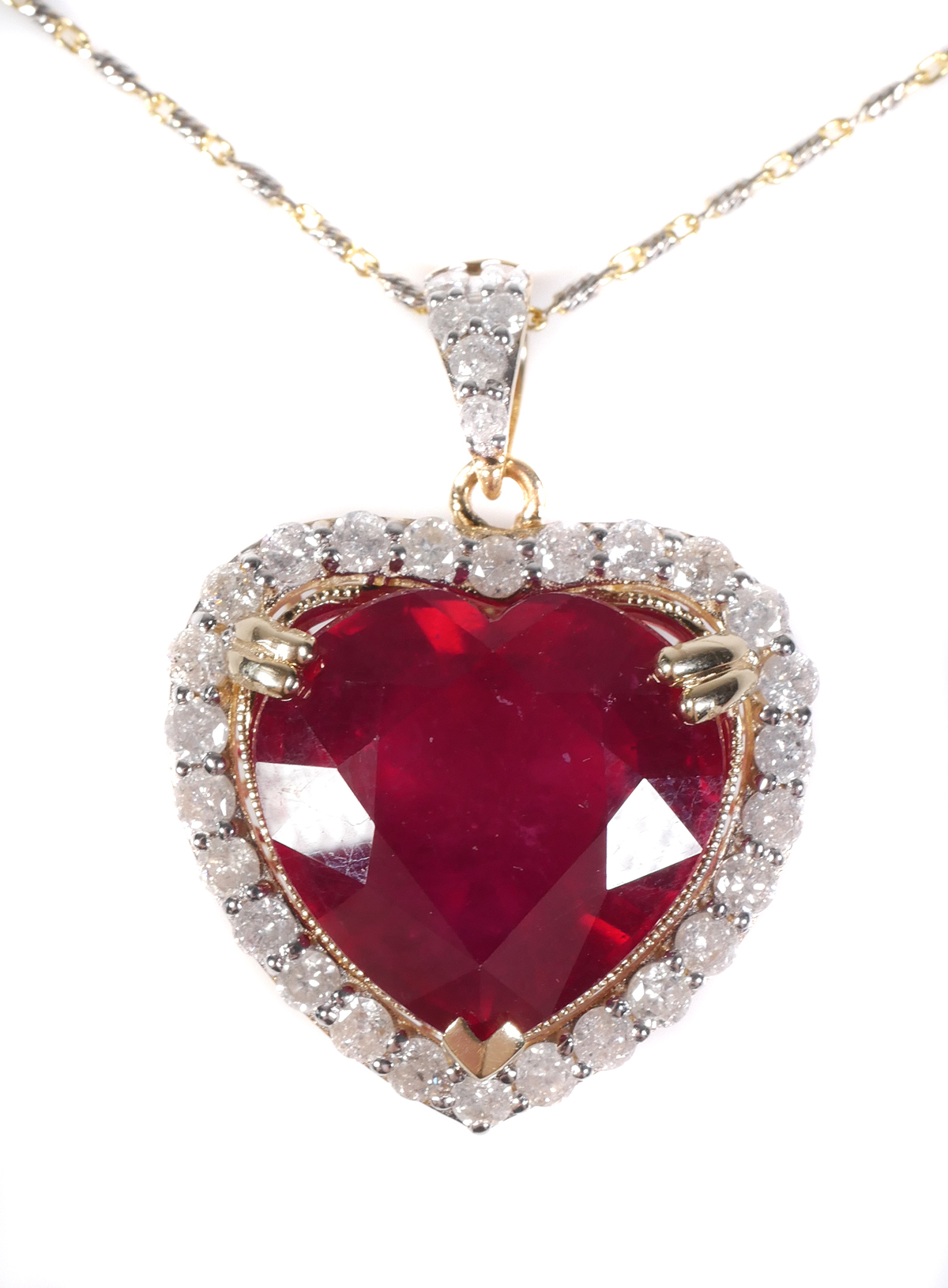 Heart Shaped Natural RUBY Diamonds Pendant