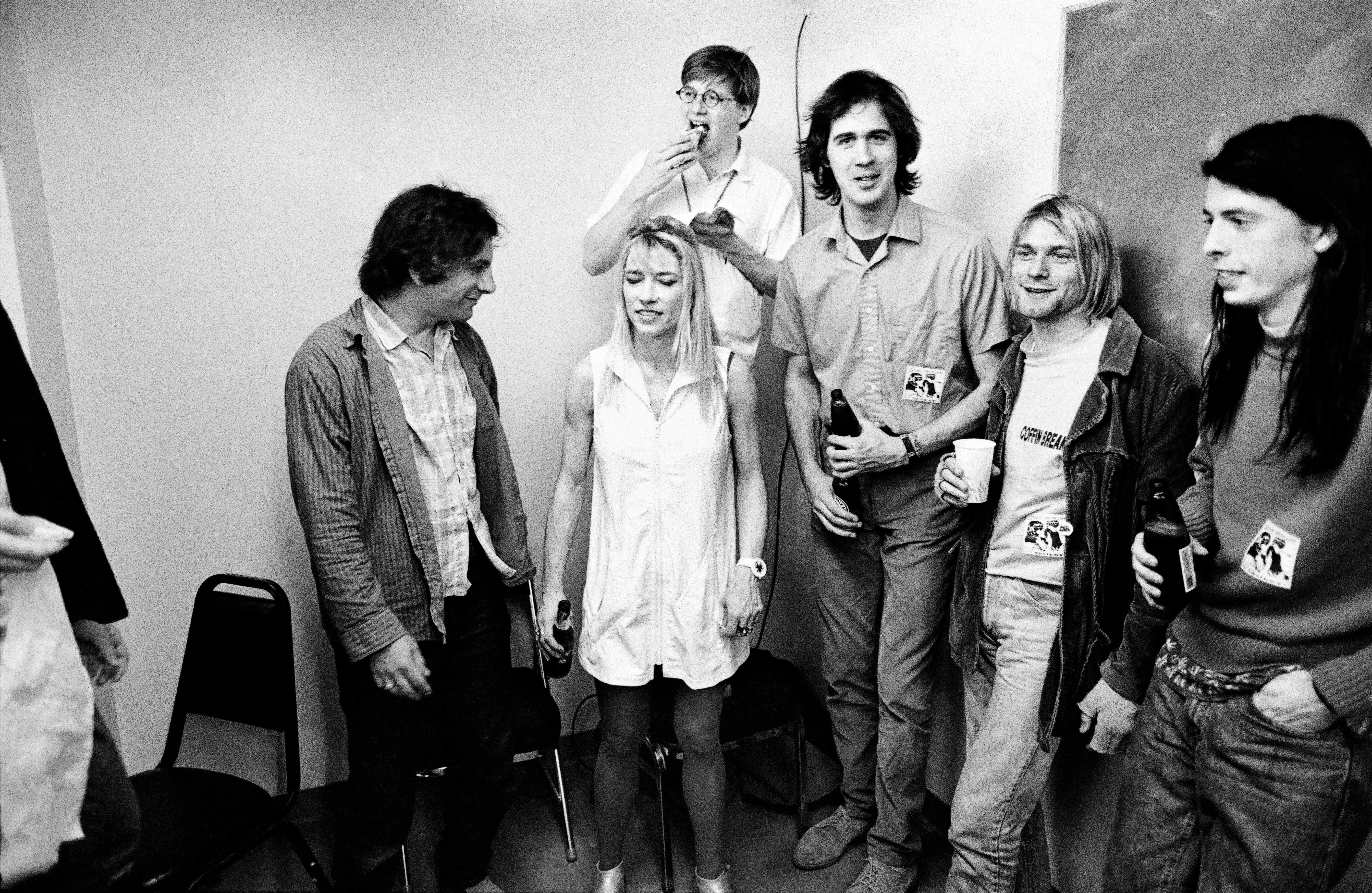 Sonic Youth and Nirvana, backstage Neil Young show, Seattle, April 1991