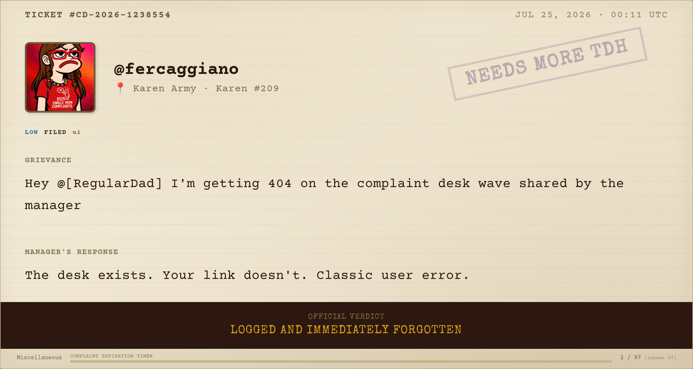Complaint #238