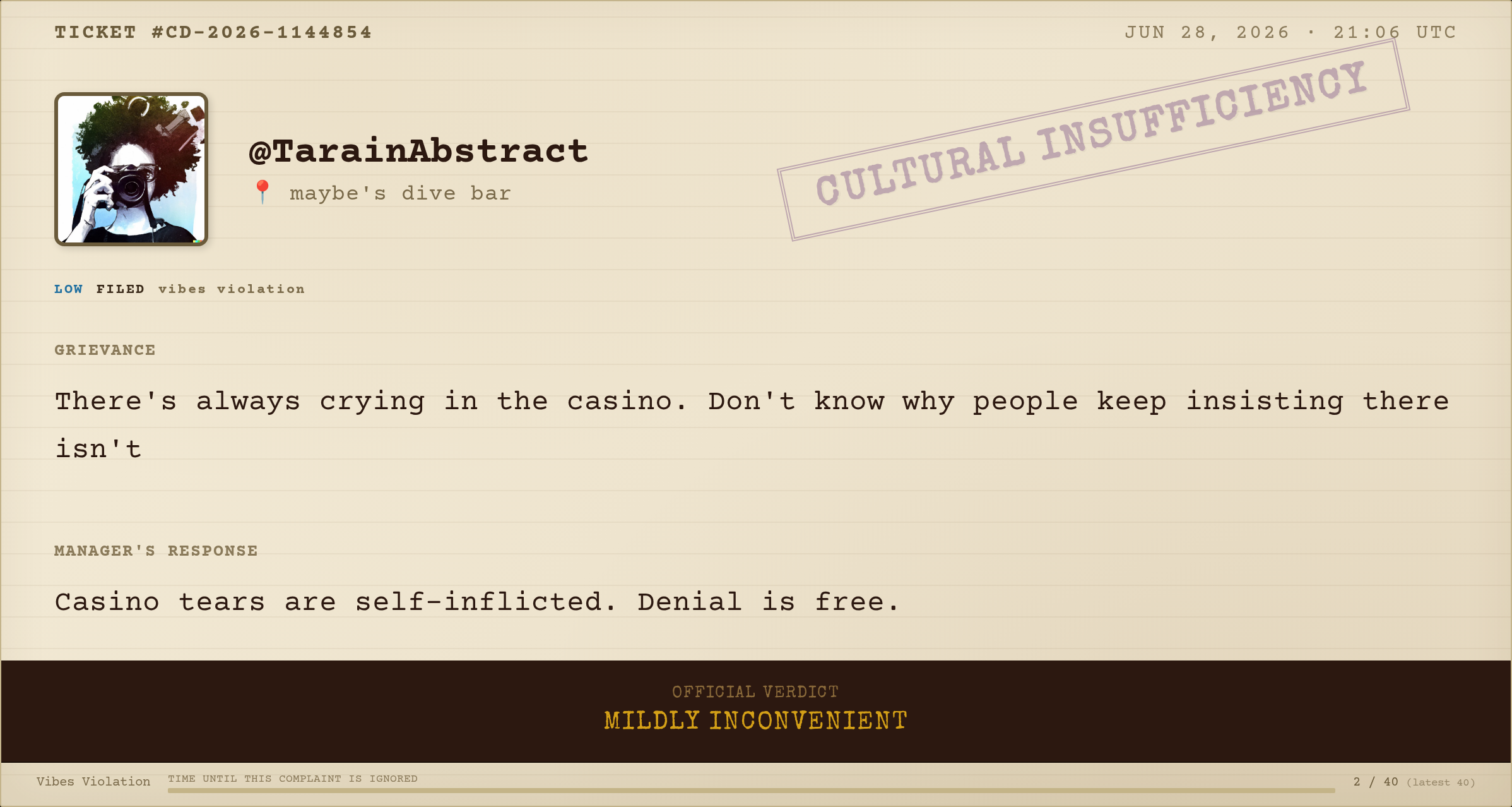 Complaint #110