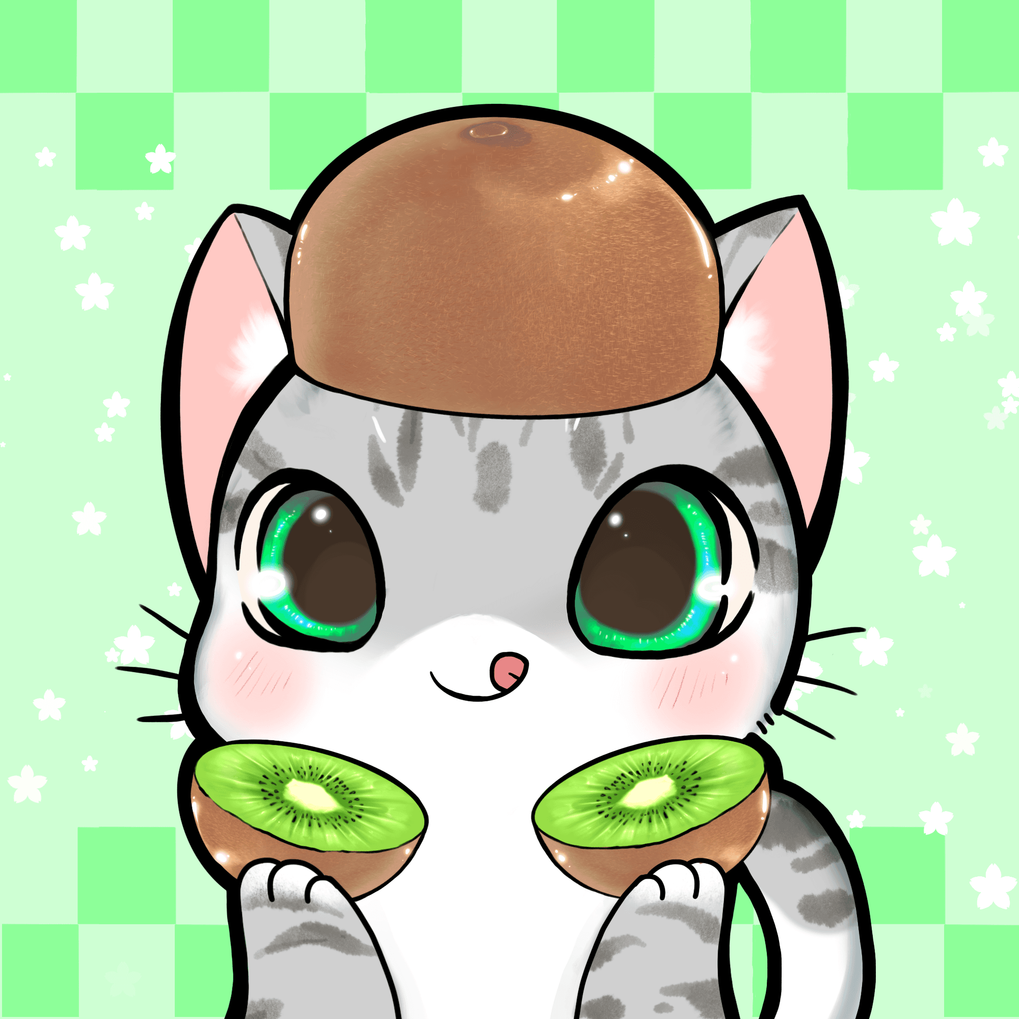 KawaiiCat#X014 - Kiwi Cat