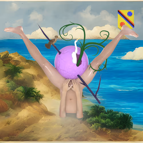 #35 | Birds make nest of organic figures on man scene with background seed 598 and a Shield (Swiss-German) card suit