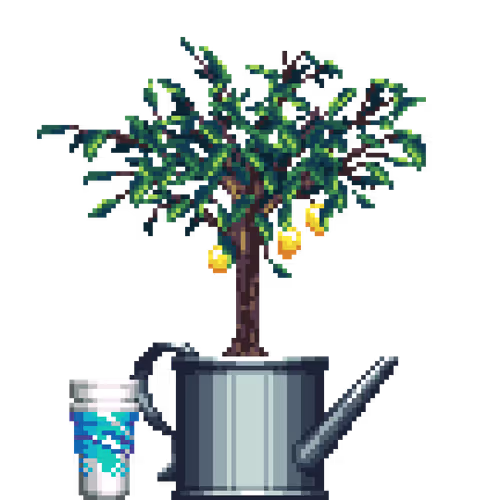 Lemon Tree in Steel Watering Can pot with Jazz Double Cup