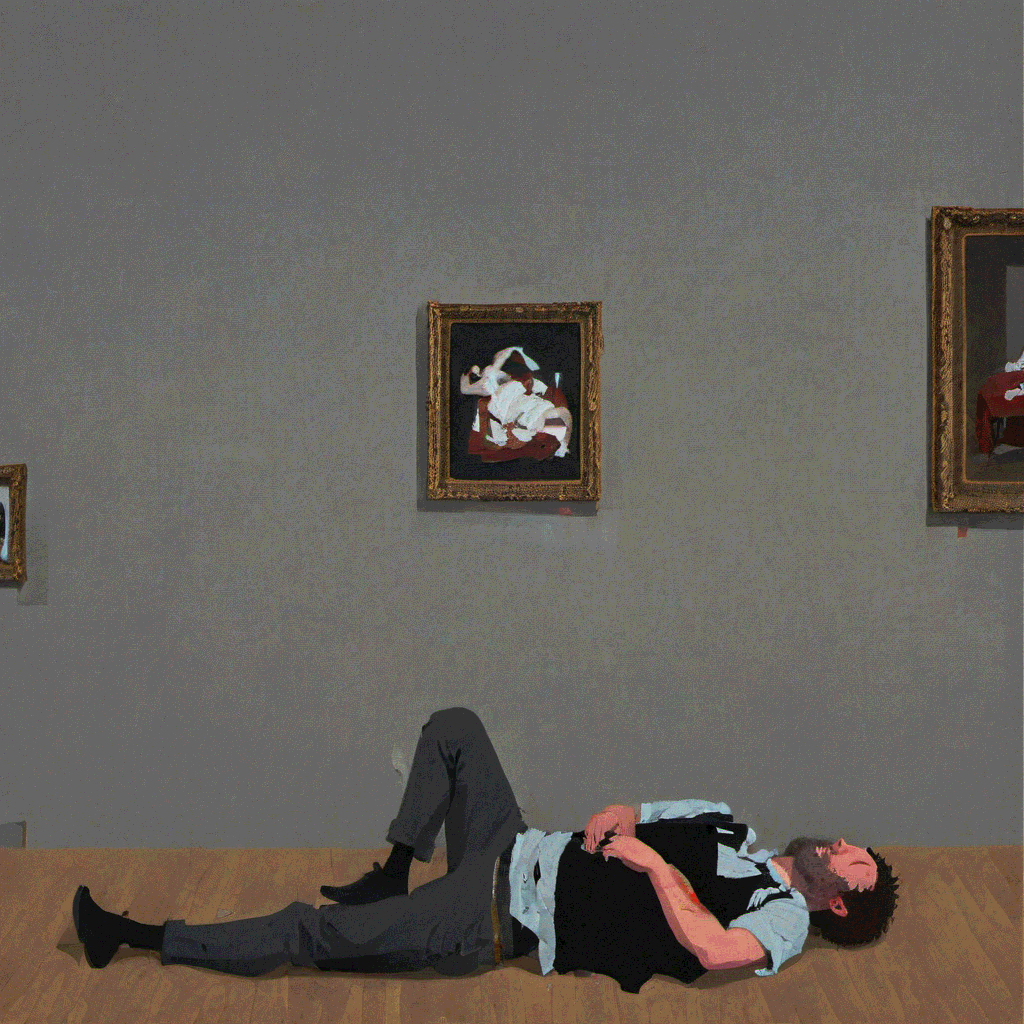 man with undetermined medical condition at the local art museum