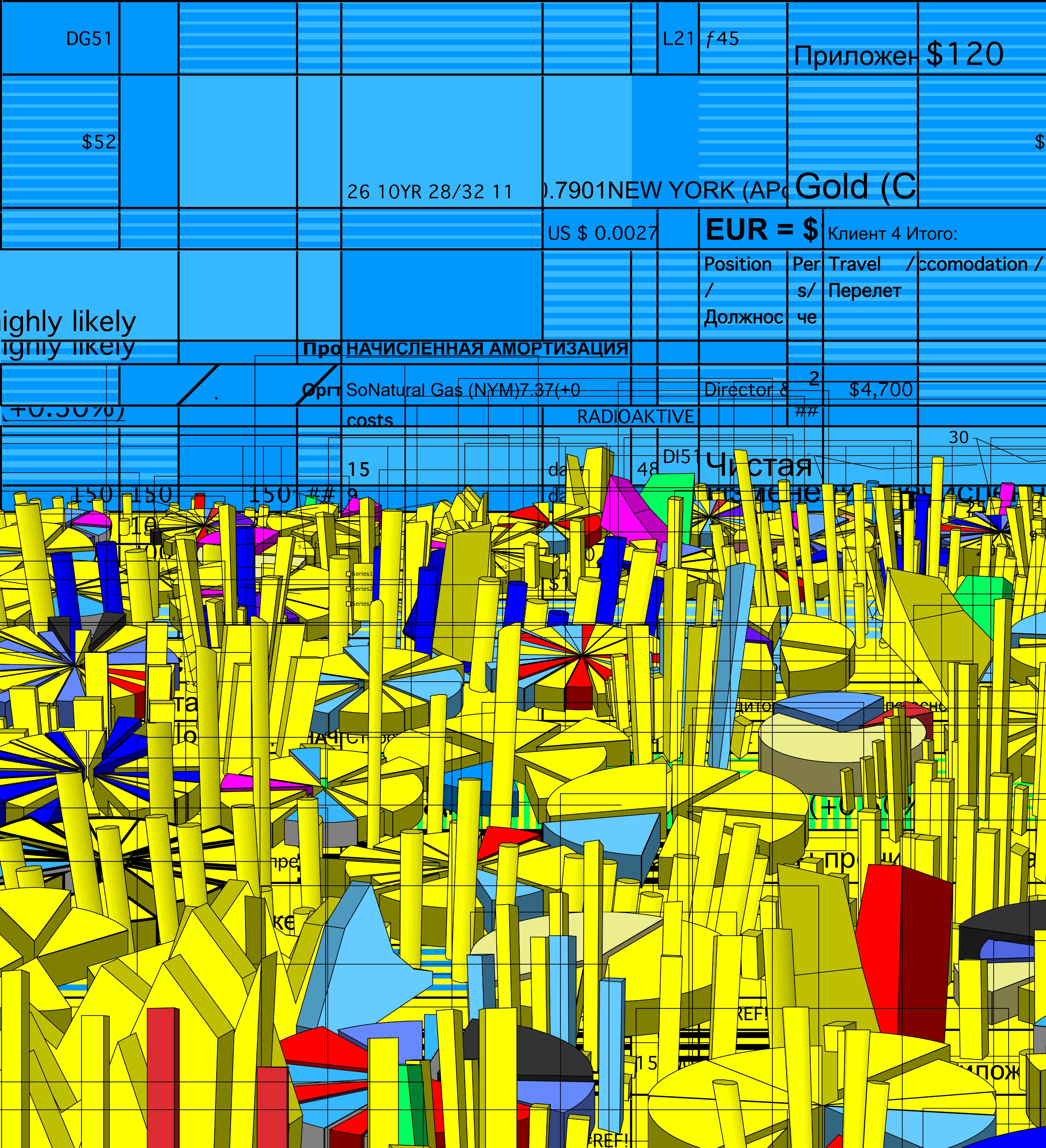 Yellow meadow (1, 2, 3, 4, ...) 2022, from excel art series. edition 1