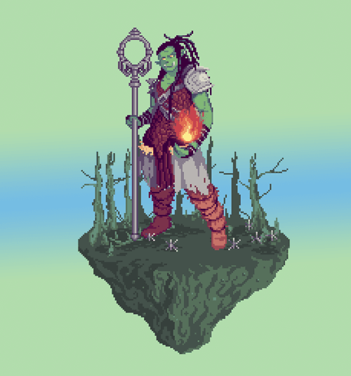 Bravehide Half-Orc Flamefist Monk Fane of The Swamp + Caltrops