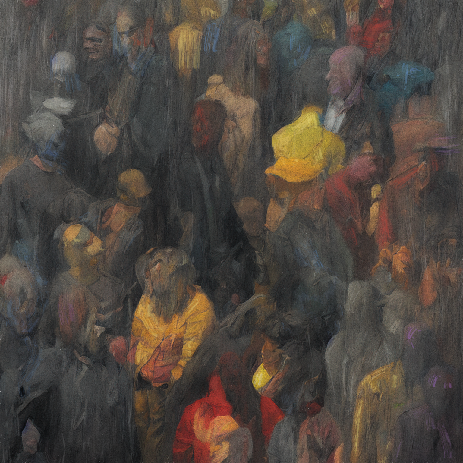 Crowd in Rain