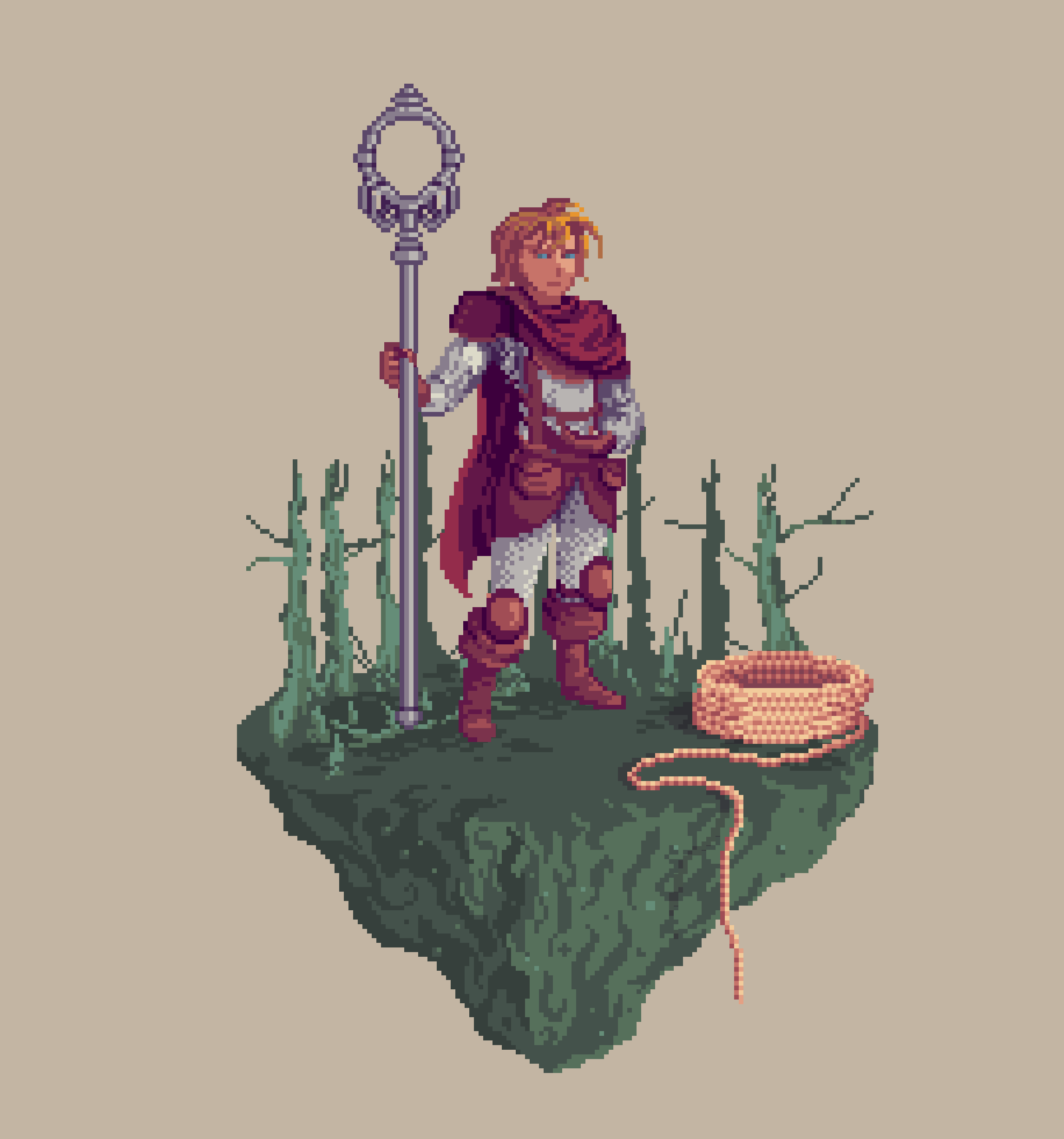 Wayfarer Human Longstaff Monk from The Swamp + Rope