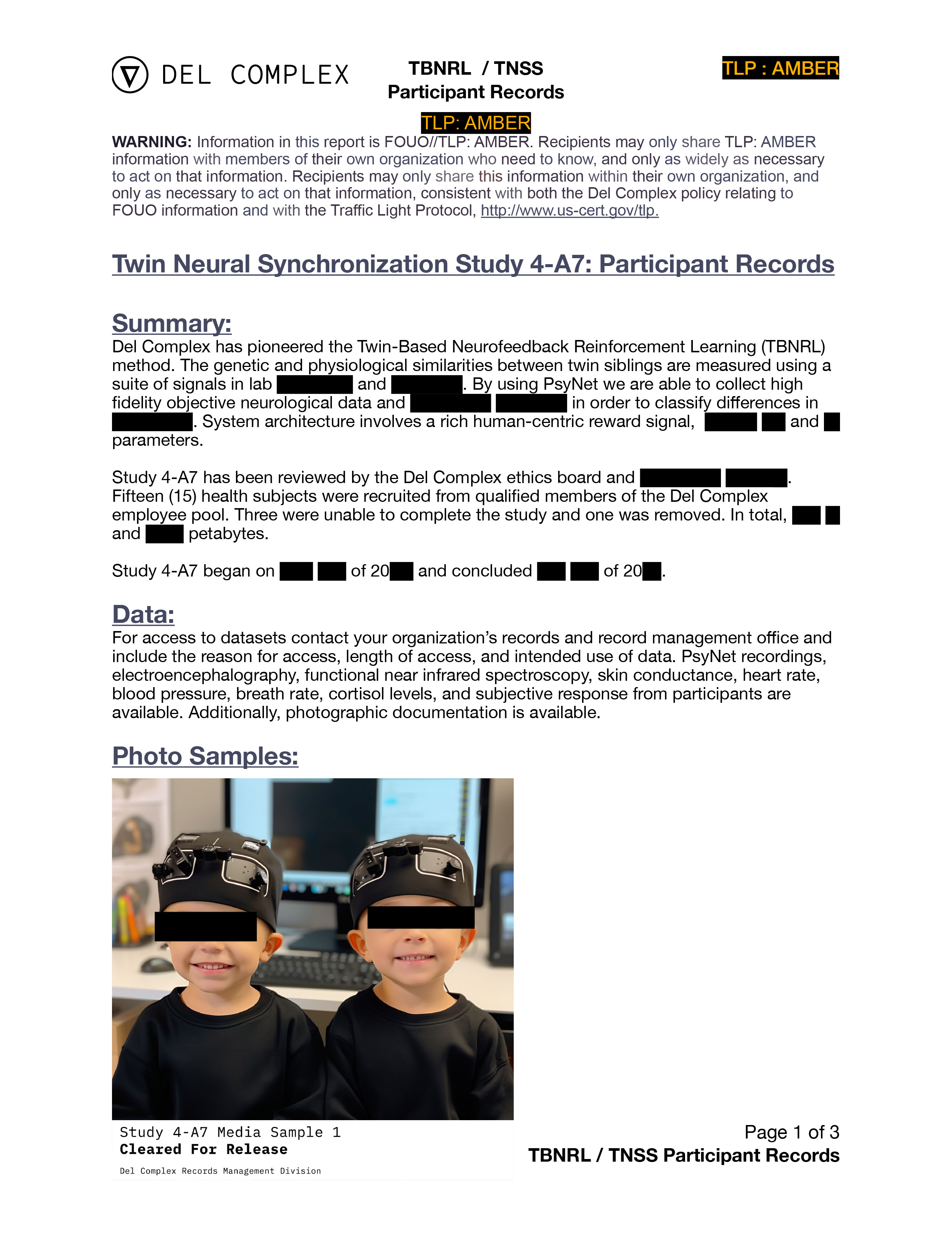 Twin Neural Synchronization Study 4-A7: Participant Records