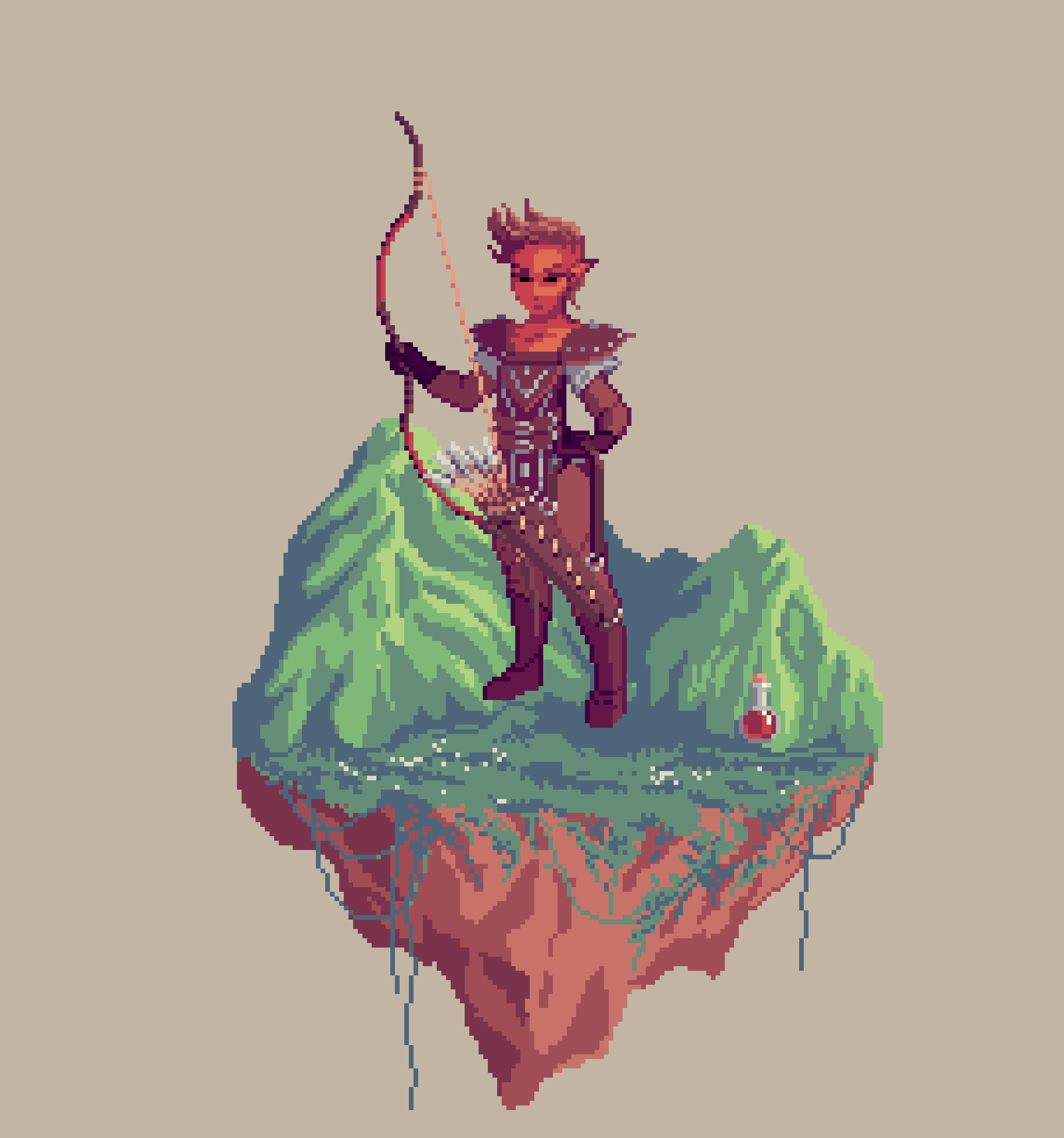 Dawn Half-Elf Marksman Ranger from The Mountains + Potion