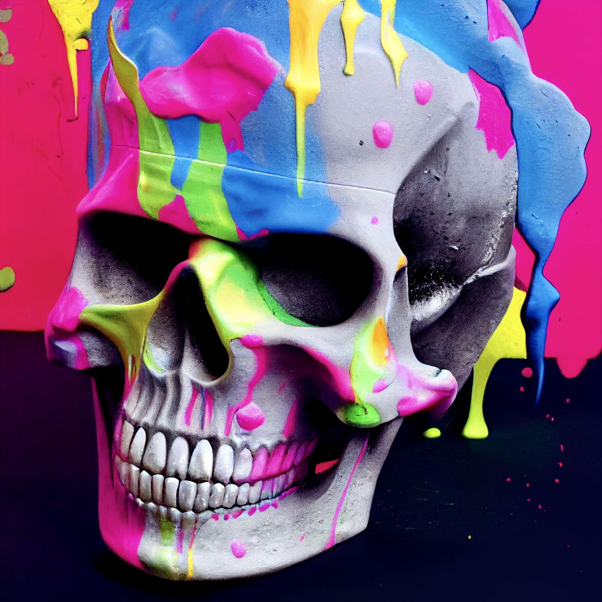Concrete Graffiti Skull #2