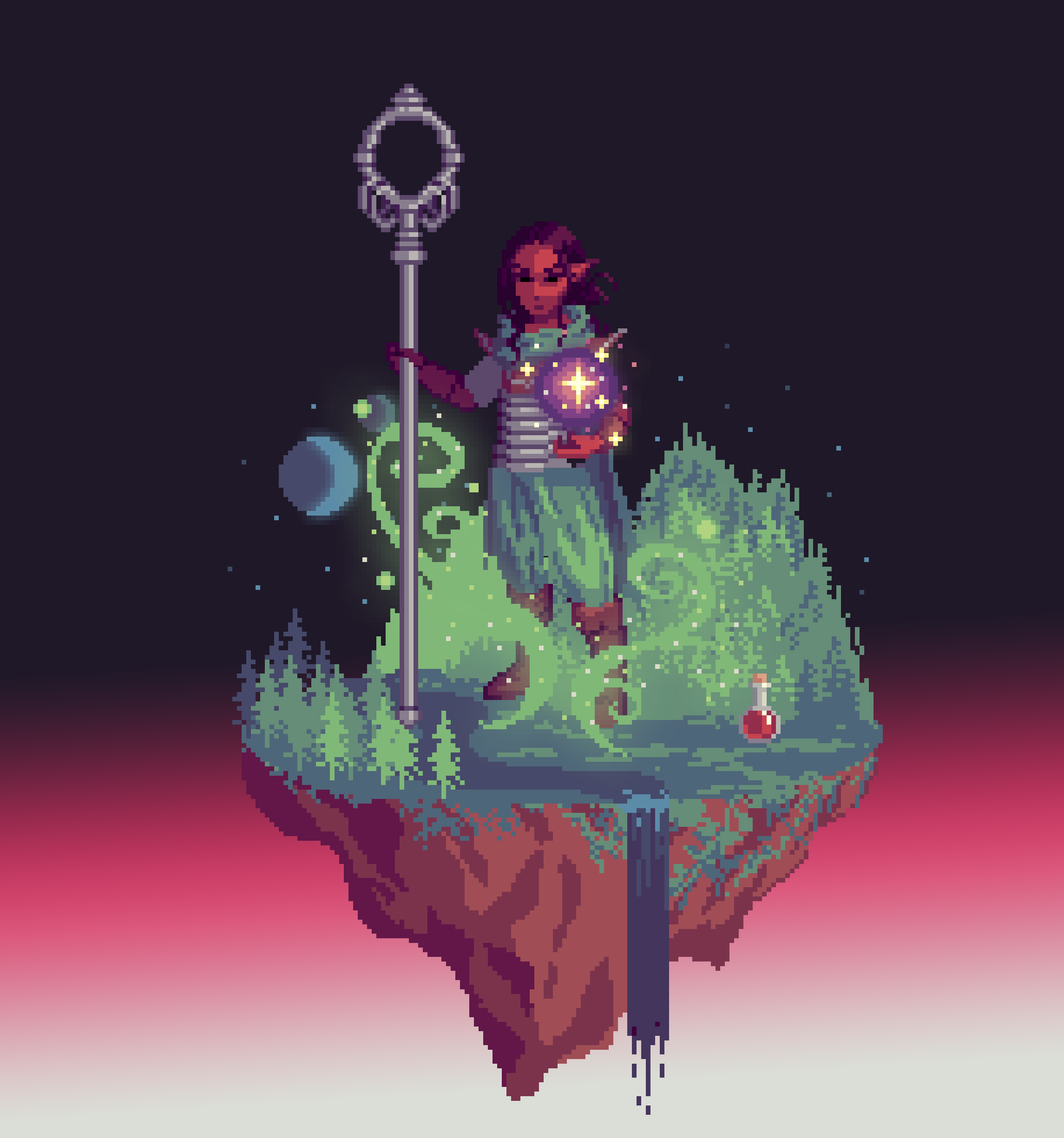 Sanddune Half-Elf Chaos Sorcerer Weaver of The Forest + Potion