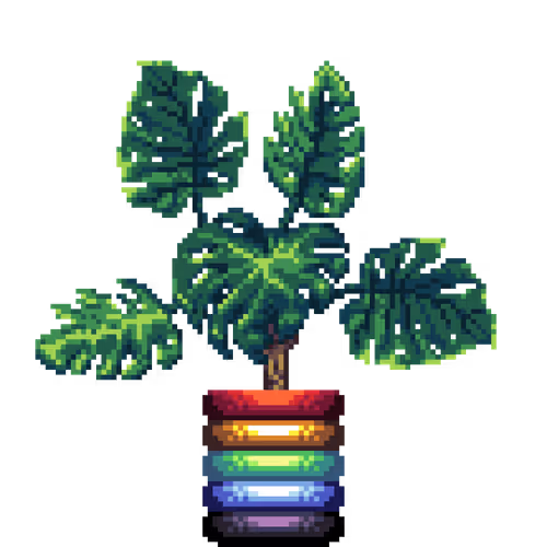 Monstera in Rainbow Rings pot