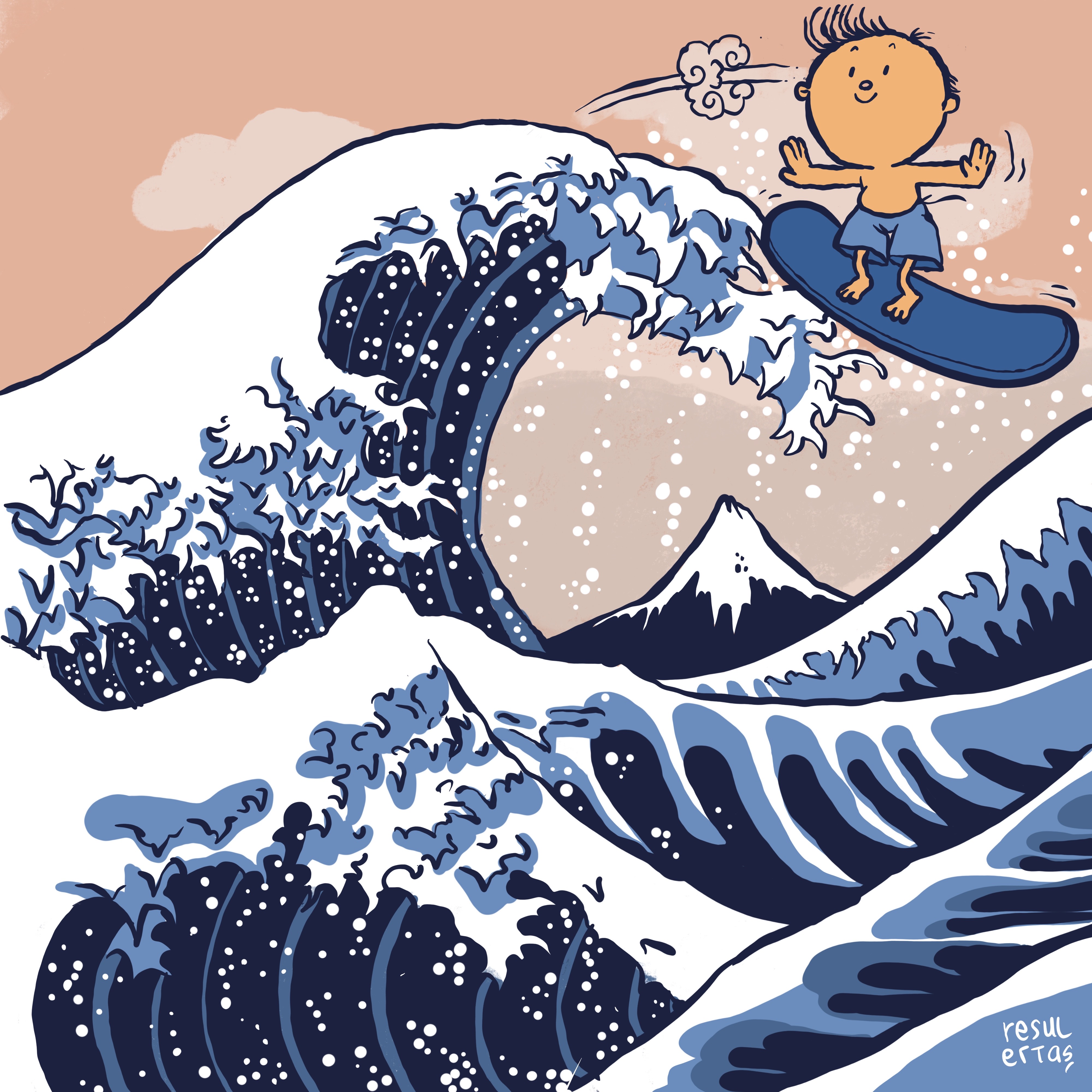 Crazy Kid Hokusai - The Great Wave off Kanagawa