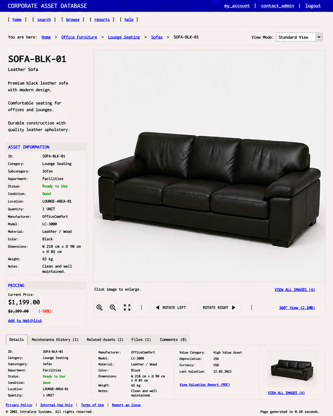 ITEM #305, SOFA-BLK-01