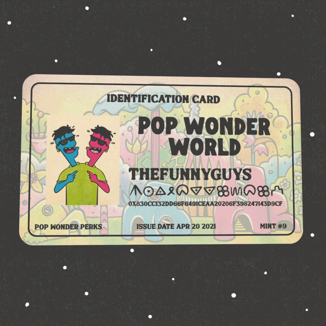 Pop Wonder World Identification Card // The Funny Guys // Mint #9