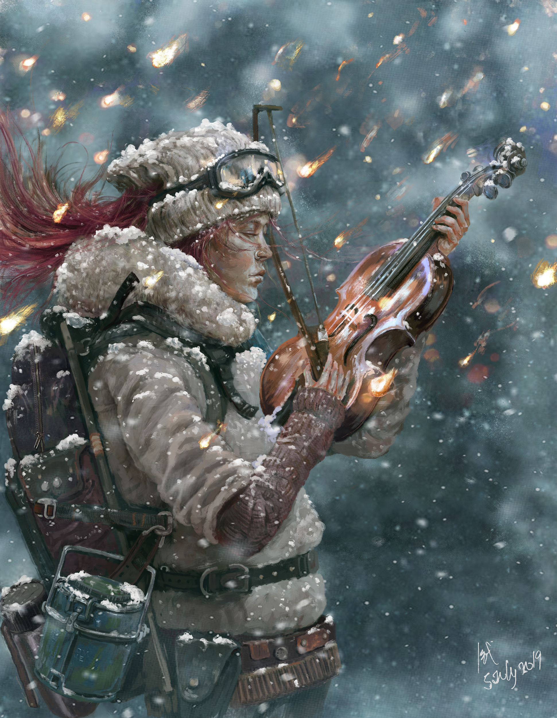 Violin flames.