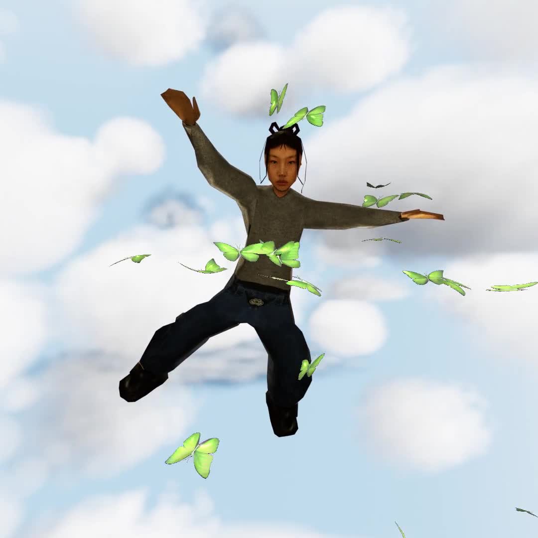 Cloud #16: The White Sky Main Character With the Green Butterfly.