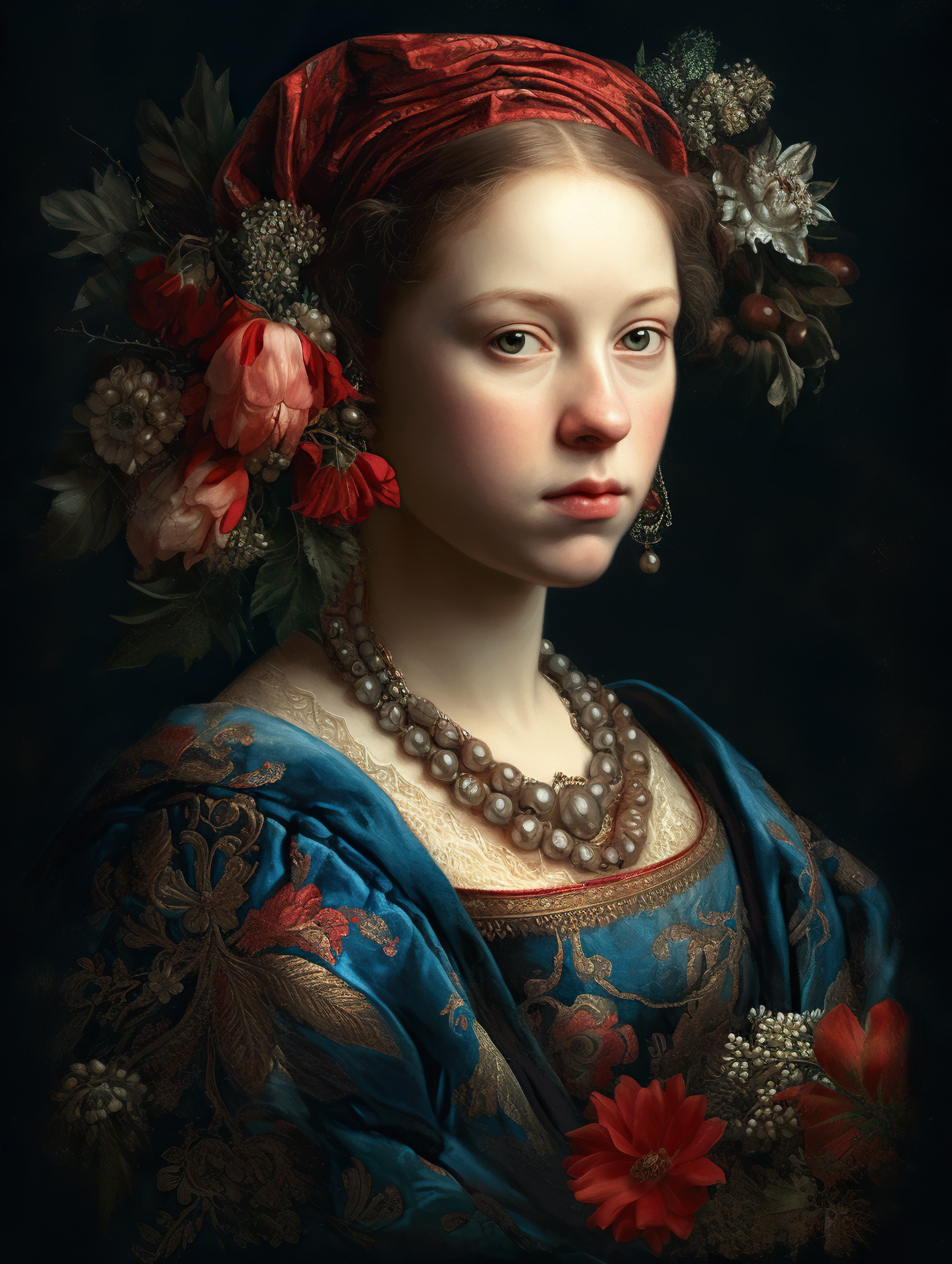 Woman With Flowers In Her Hair