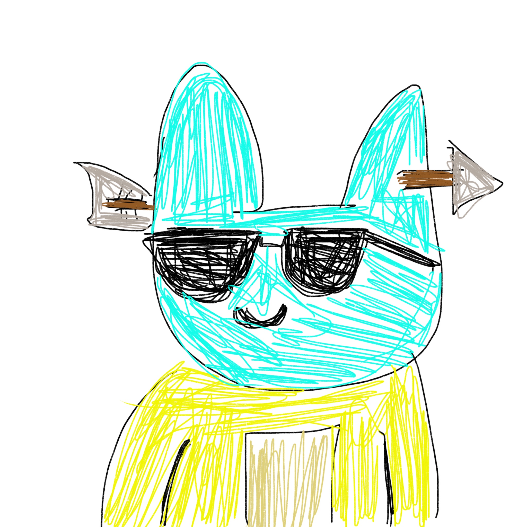 Hand Drawn Cool Cat 9242