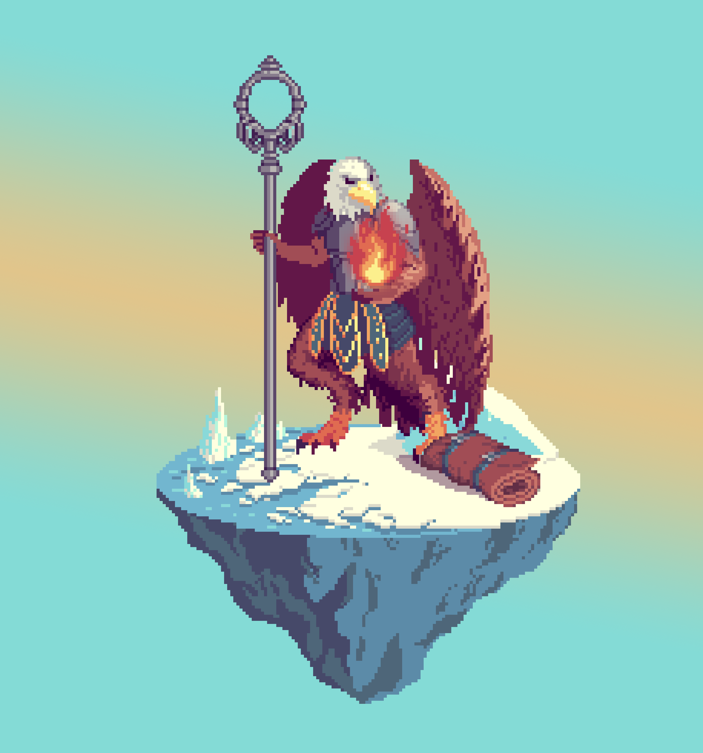 Eaglefolk Flamefist Monk Hero of The Castle + Bedroll