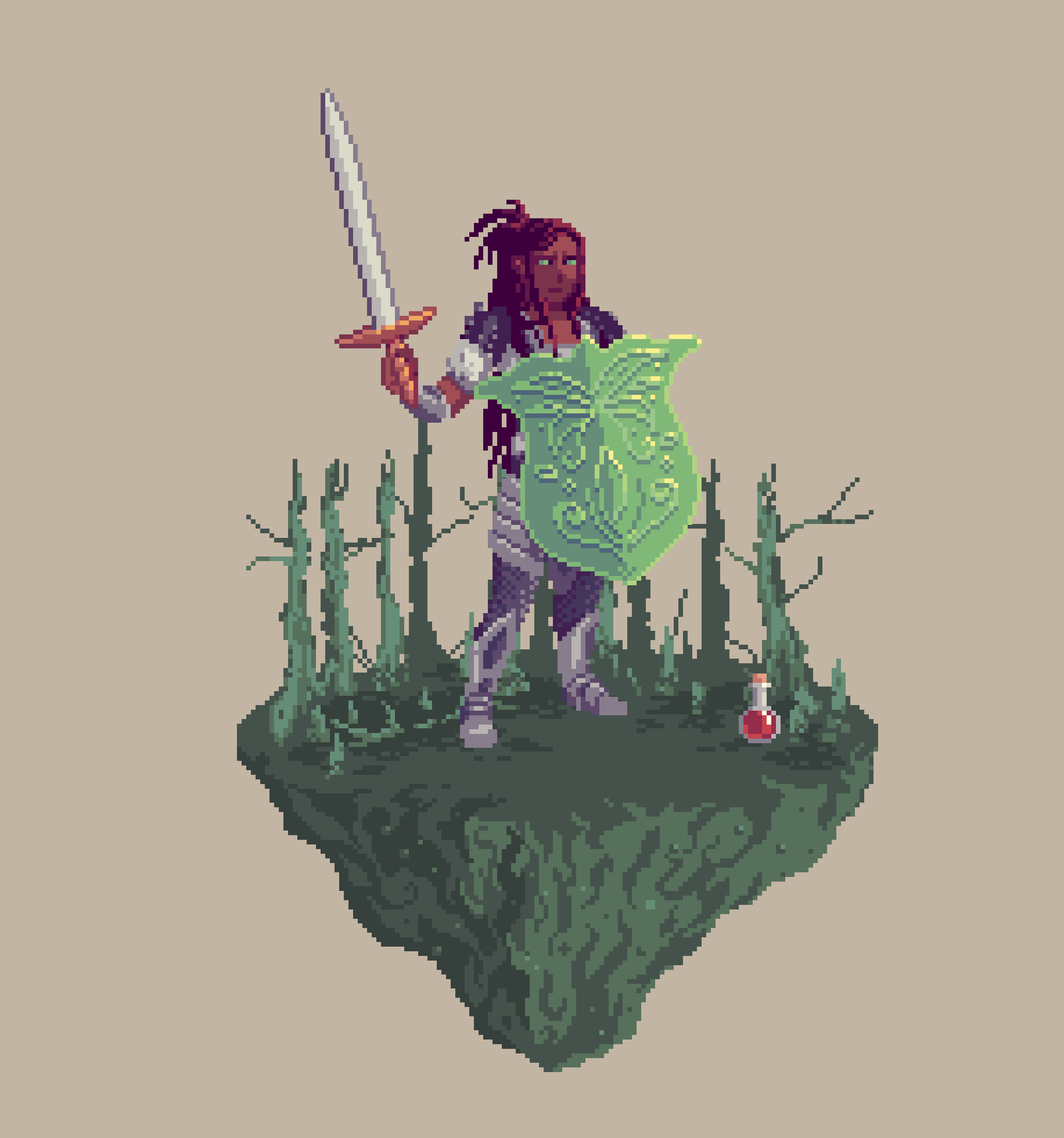 Valiant Human Fernshield Paladin from The Swamp + Potion