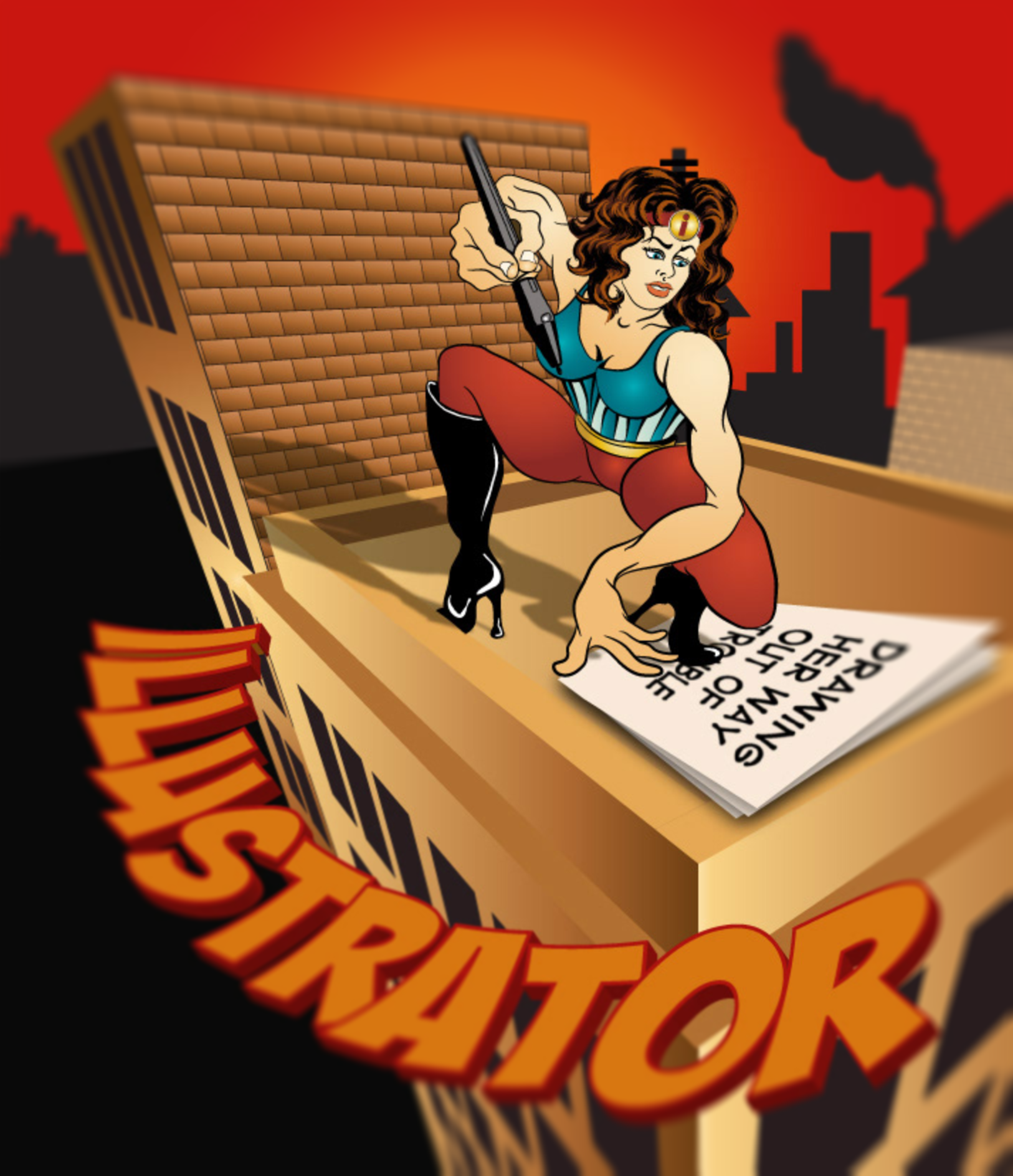 Illustrator Superhero postcard