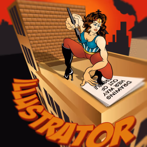 Illustrator Superhero postcard