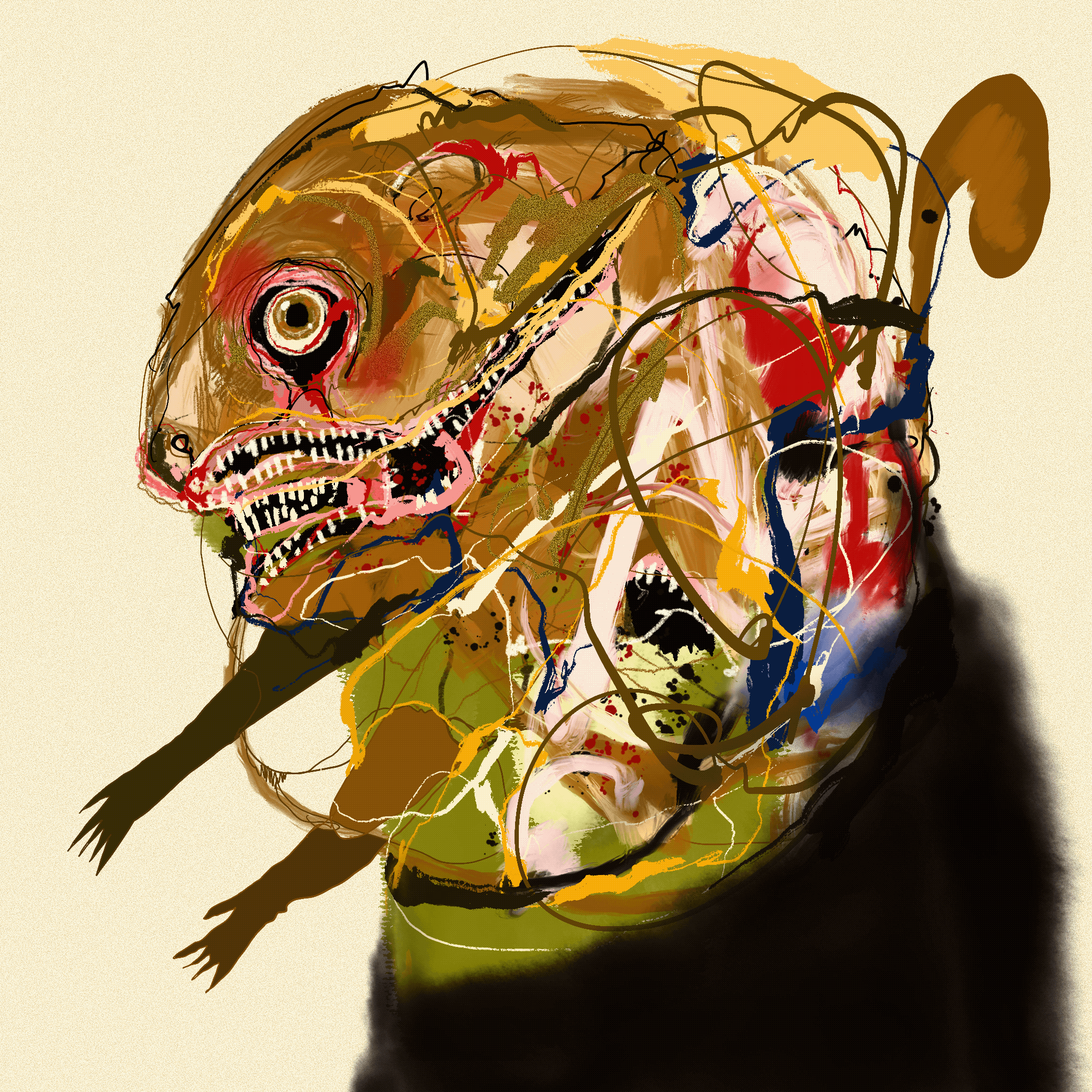 Squirrel Outside My Window Glitch Sketch Waiting For My Ride To Marfa or The Cat's Prize