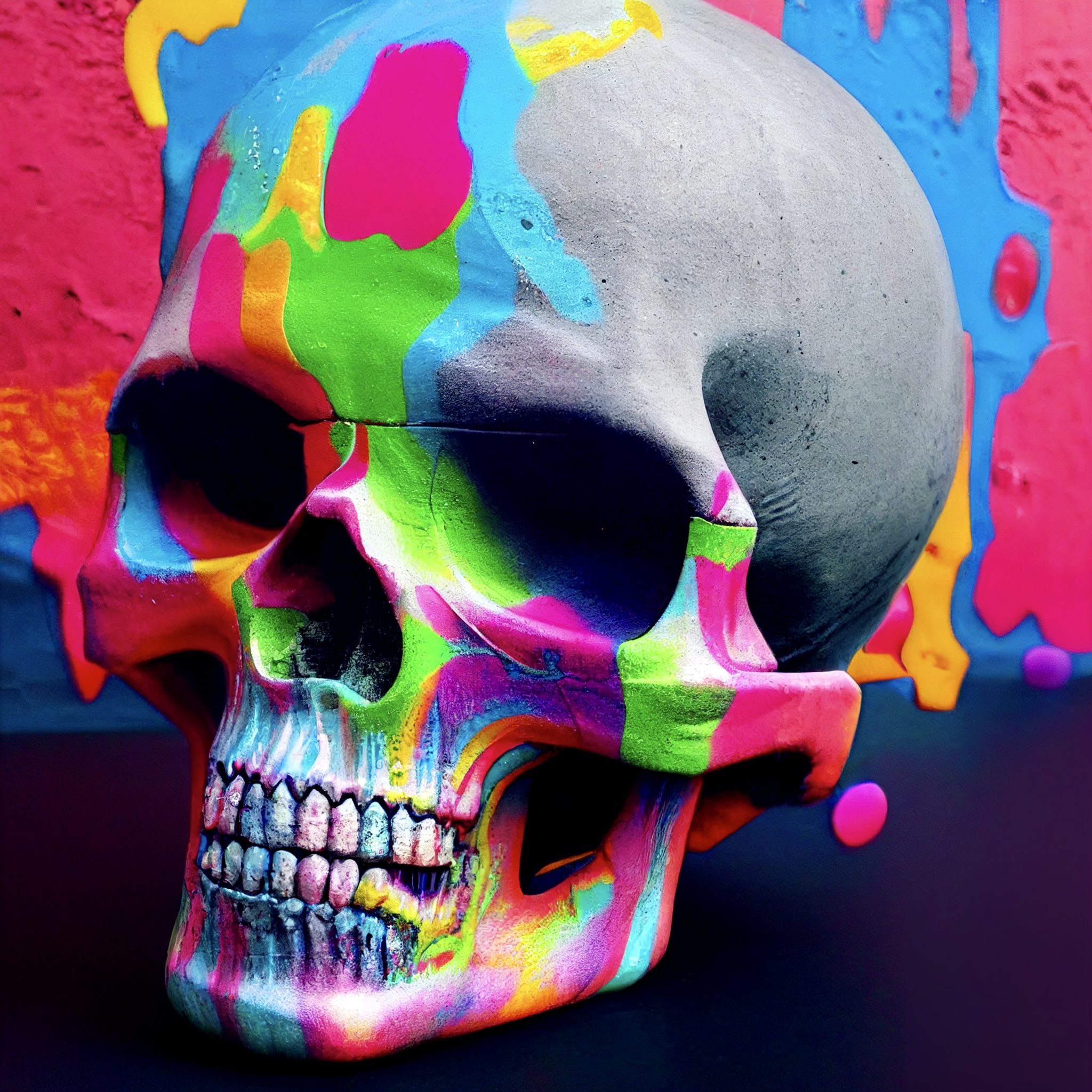 Concrete Graffiti Skull #5