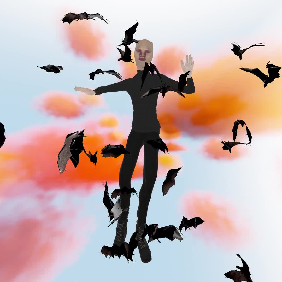 Cloud #43: The Warm Sky Pixel Character With the Bats.