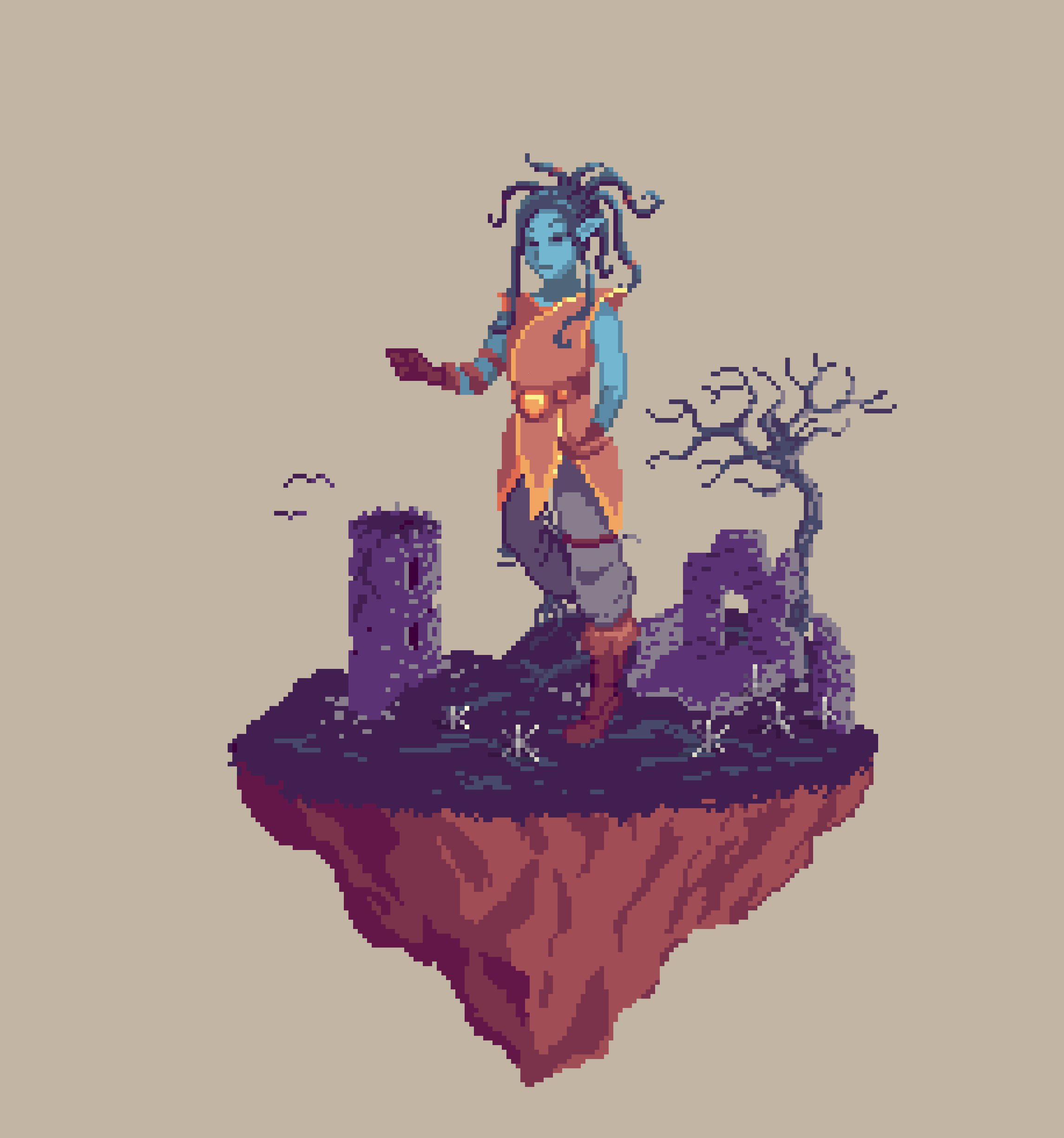 Oceanic Elemental Barefist Monk from The Ruins + Caltrops