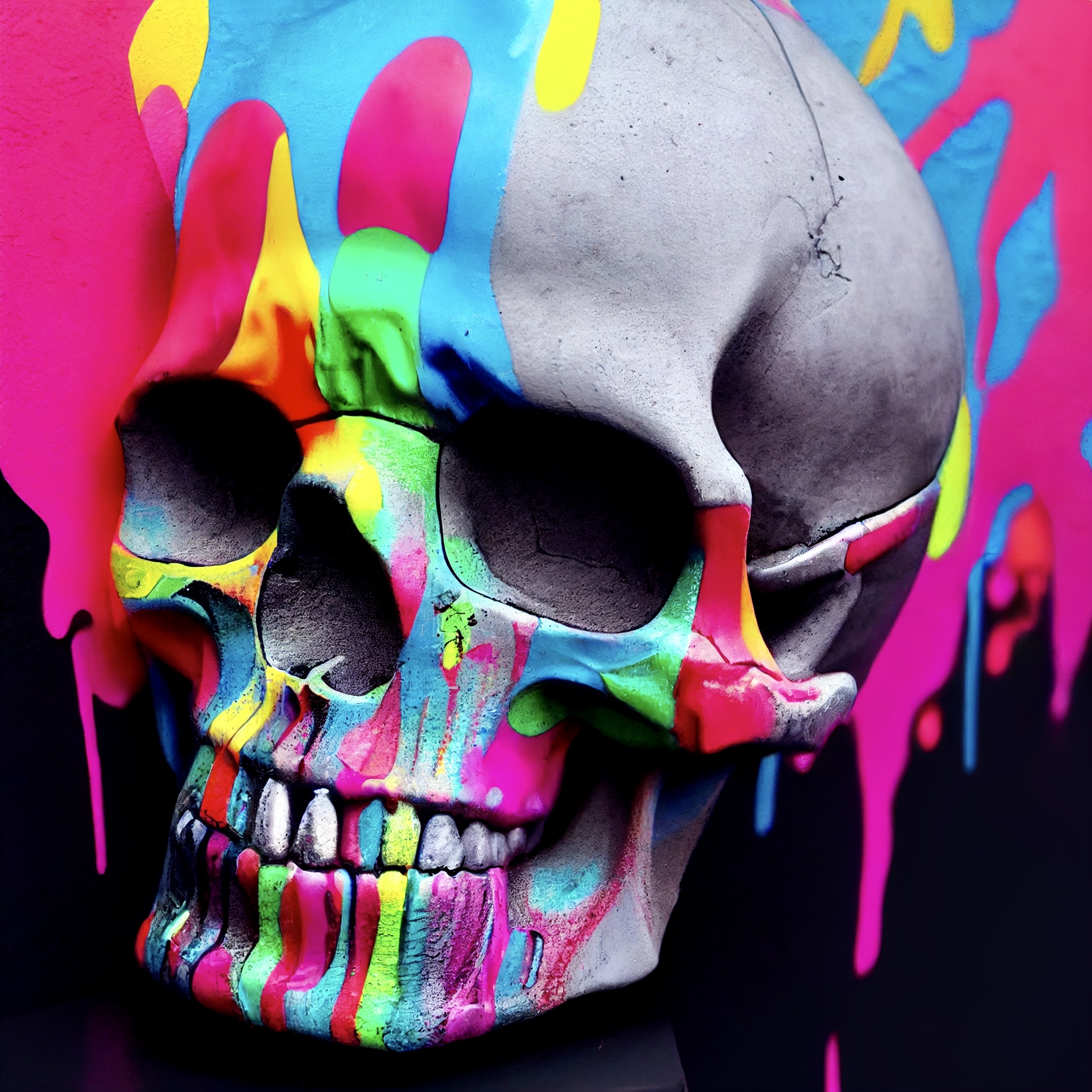Concrete Graffiti Skull #4