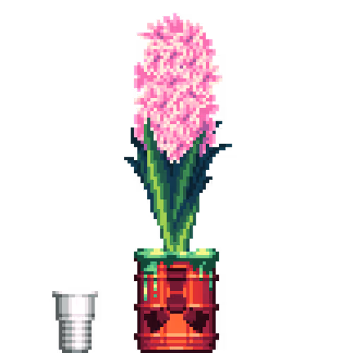 Pink Hyacinth in Radioactive Waste pot with Party Cup